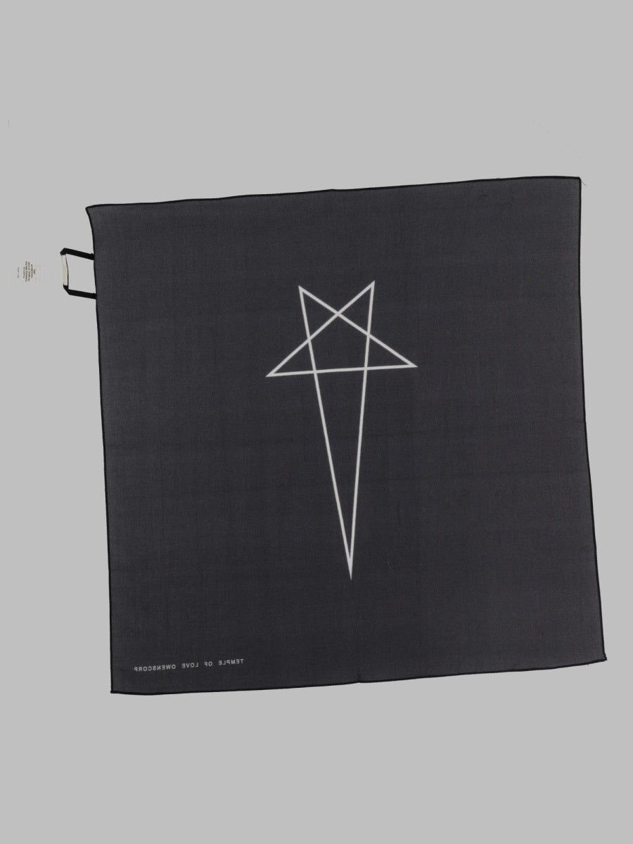 Rick Owens Drkshdw Printed Cotton Bandana Scarf — Black, view 2