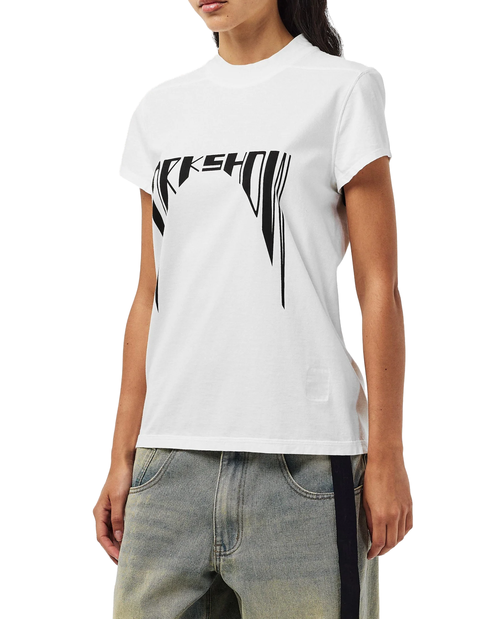 Rick Owens Drkshdw Logo-Printed Cotton T-Shirt — White, view 2