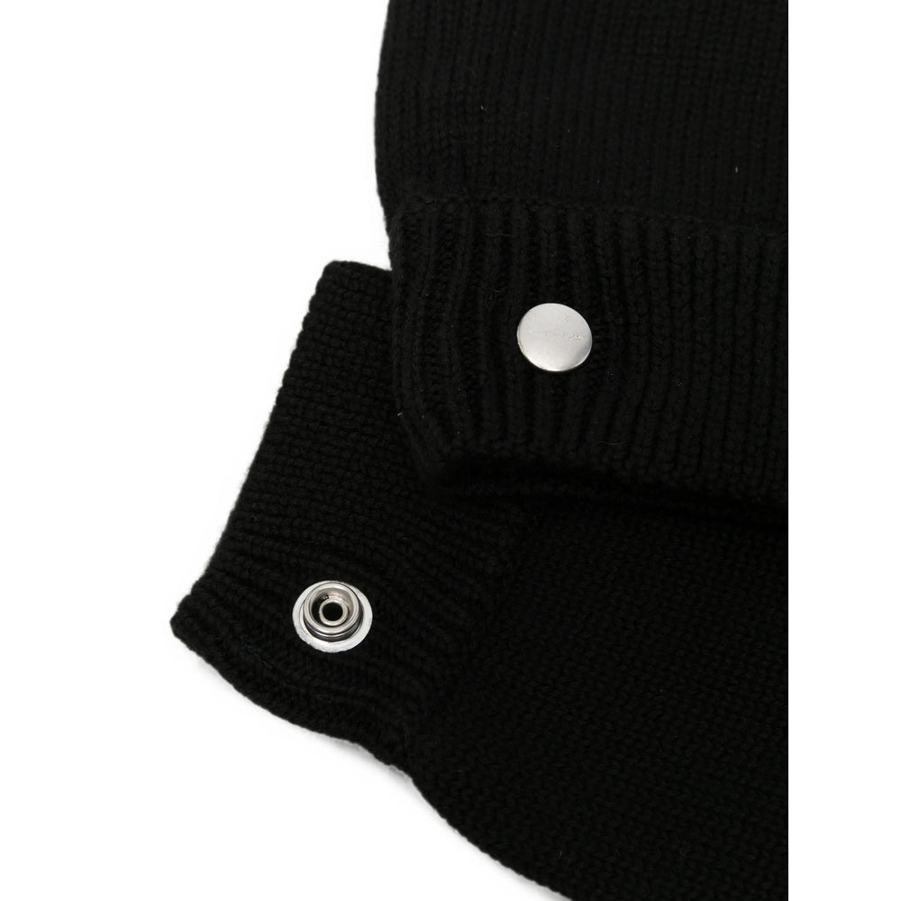 Rick Owens Virgin Wool Knitted Fingerless Gloves — Black, view 2