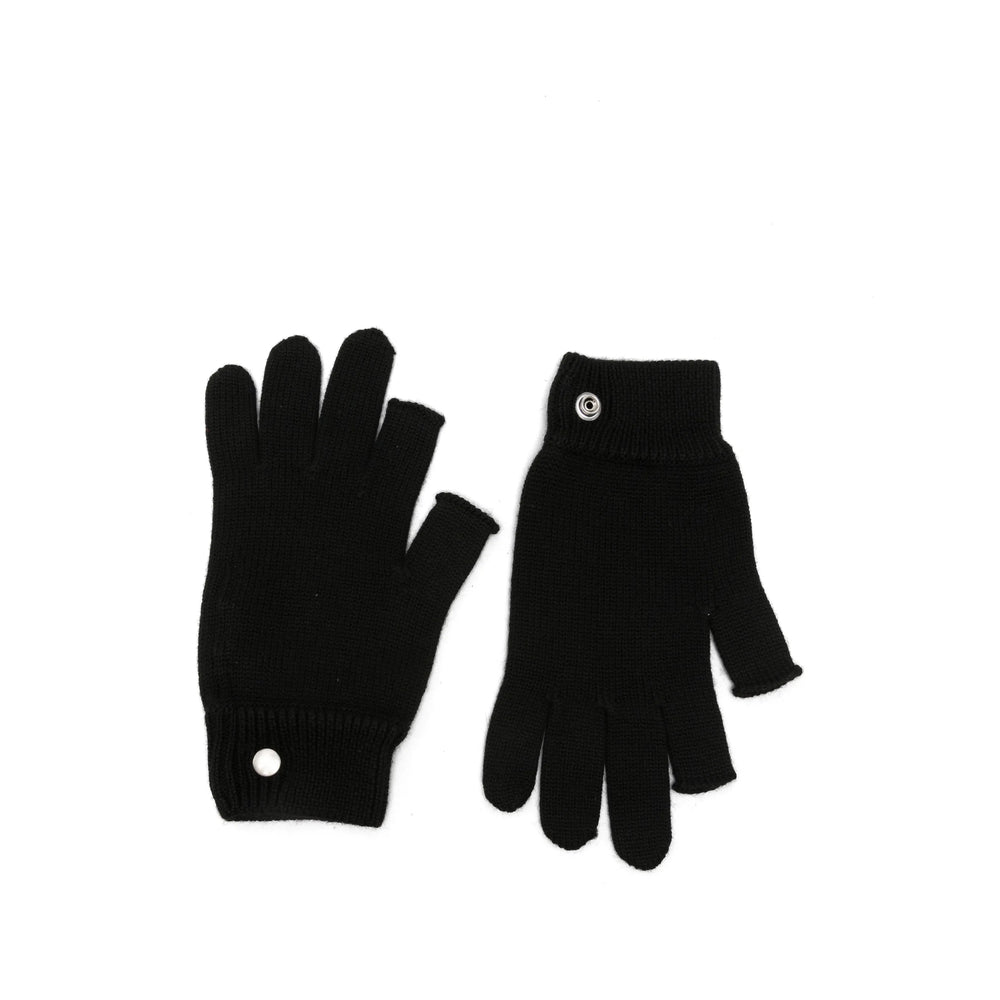 Rick Owens Virgin Wool Knitted Fingerless Gloves — Black, view 3