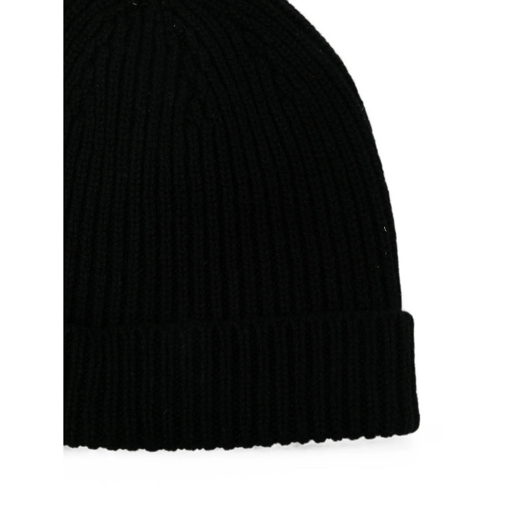 Rick Owens RU02F4495 Ribbed Knit Cashmere Beanie — Black, view 2