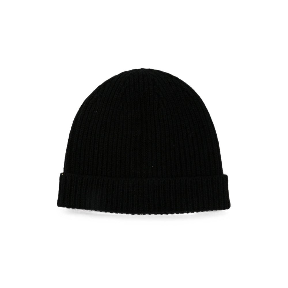 Rick Owens RU02F4495 Ribbed Knit Cashmere Beanie — Black, view 3