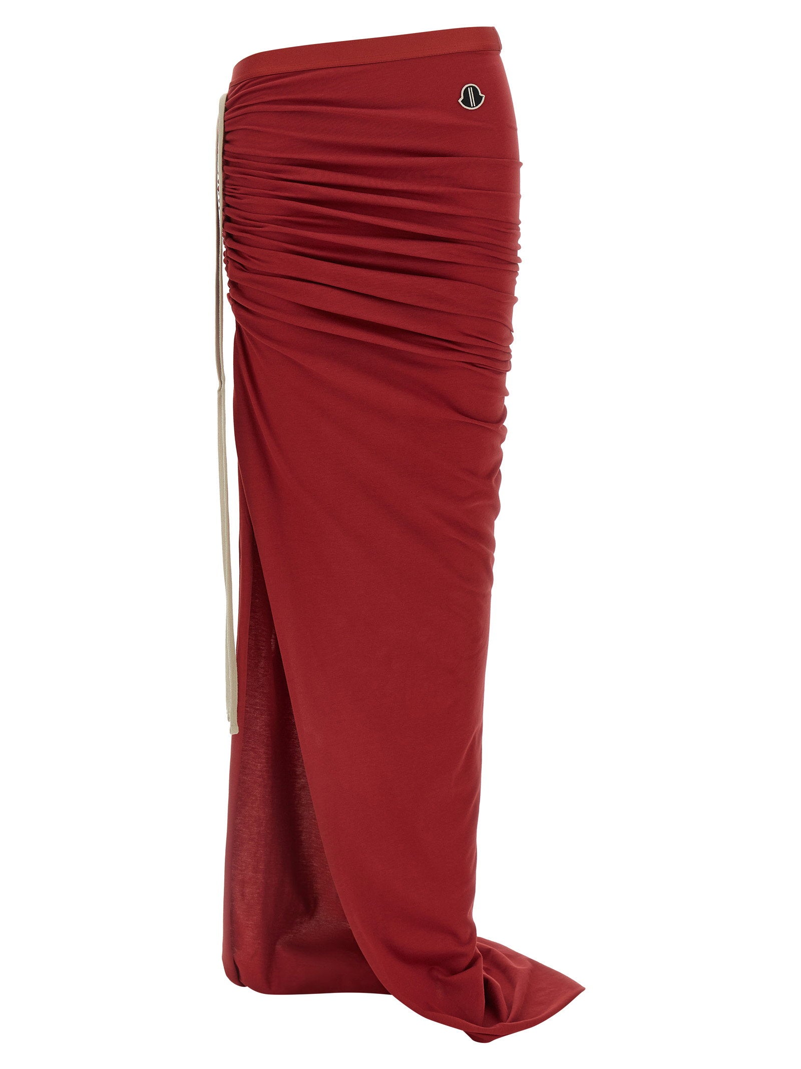 Rick Owens Ruched Jersey with Side Split Skirt — Red by Rick Owens