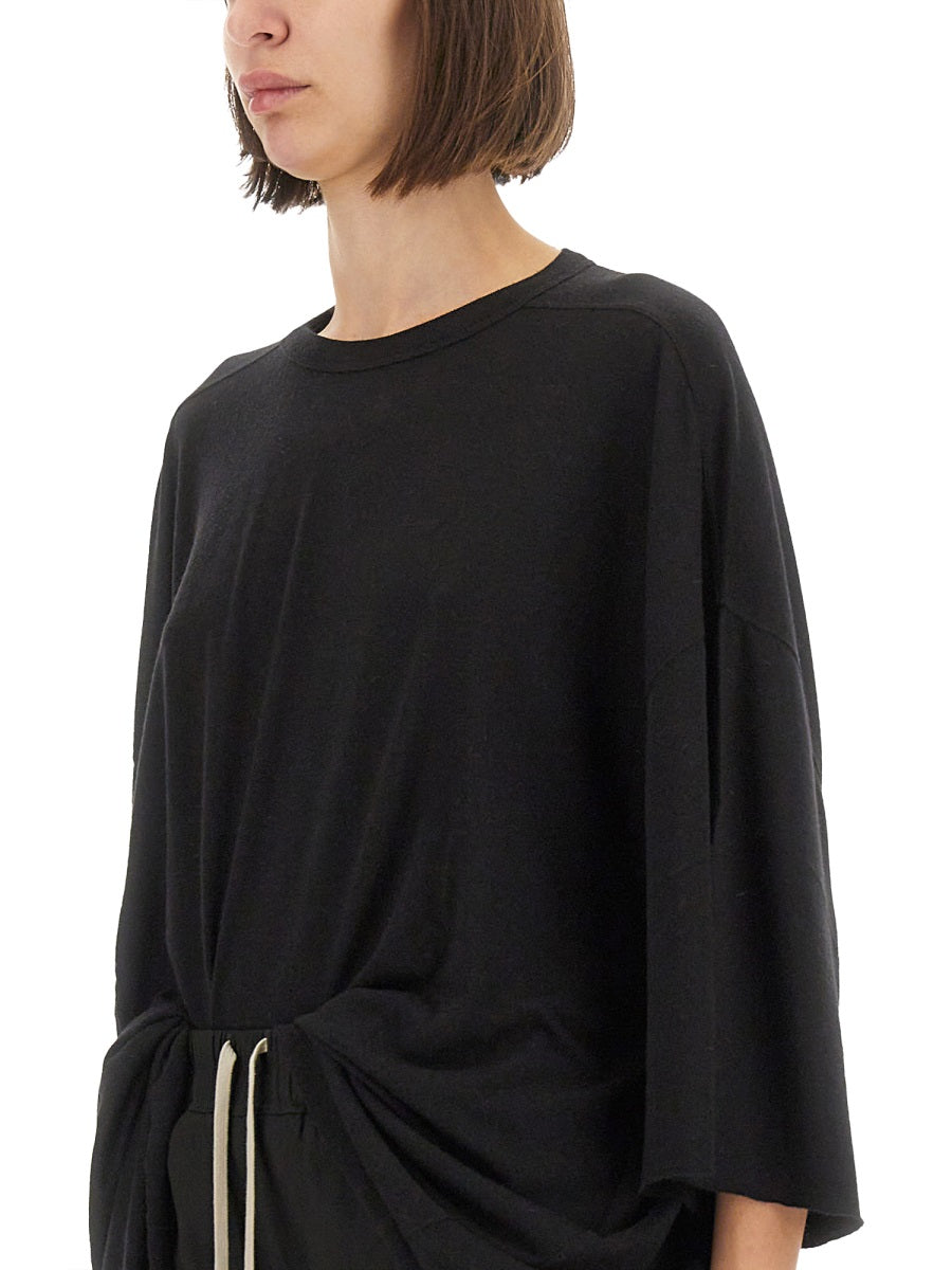 Rick Owens Oversized Viscose Blend T-Shirt — Black, view 3