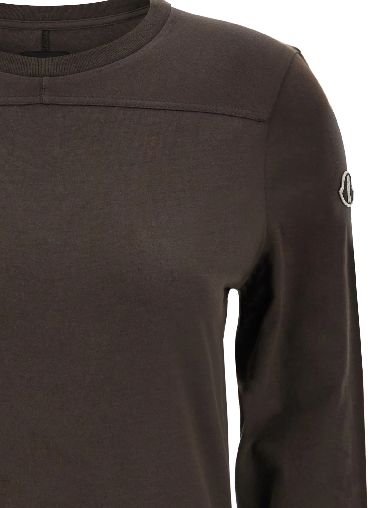 Rick Owens Stretch Cotton Crewneck T-Shirt — Brown, view 3