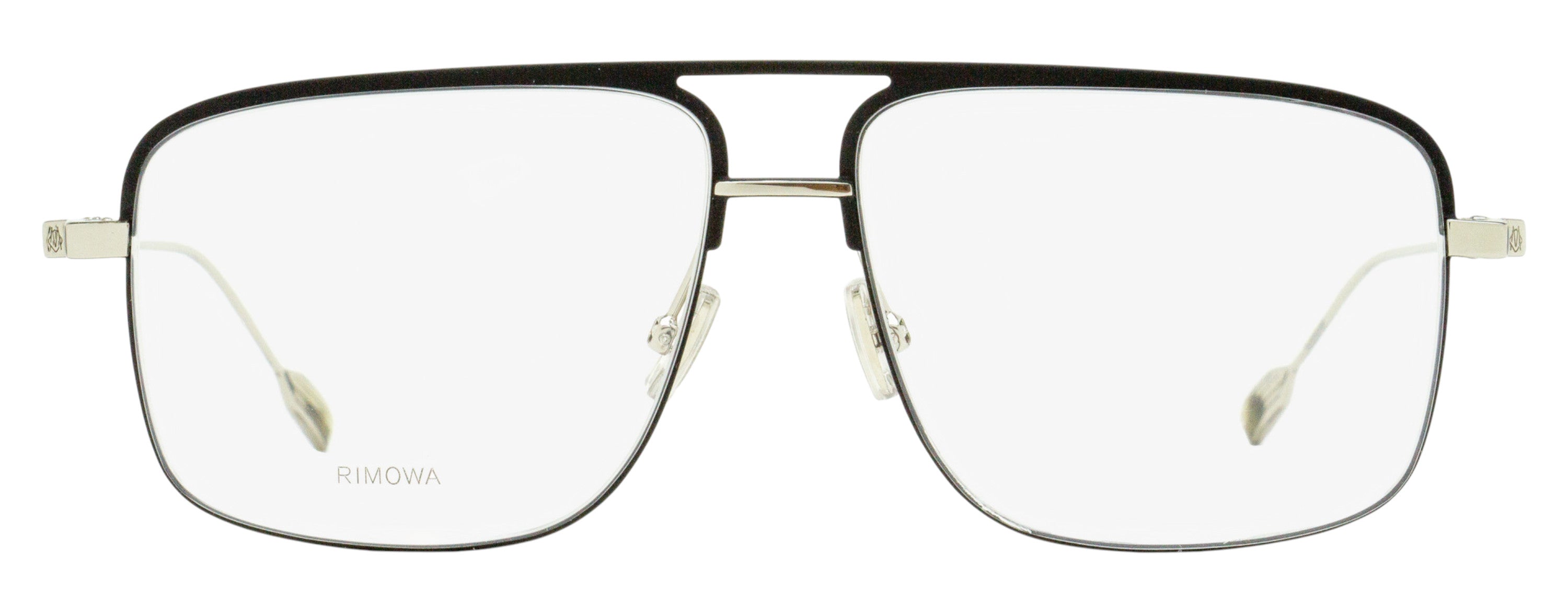 Rimowa RW50010U Rectangular Navigator Metal Eyeglasses — Black, view 2