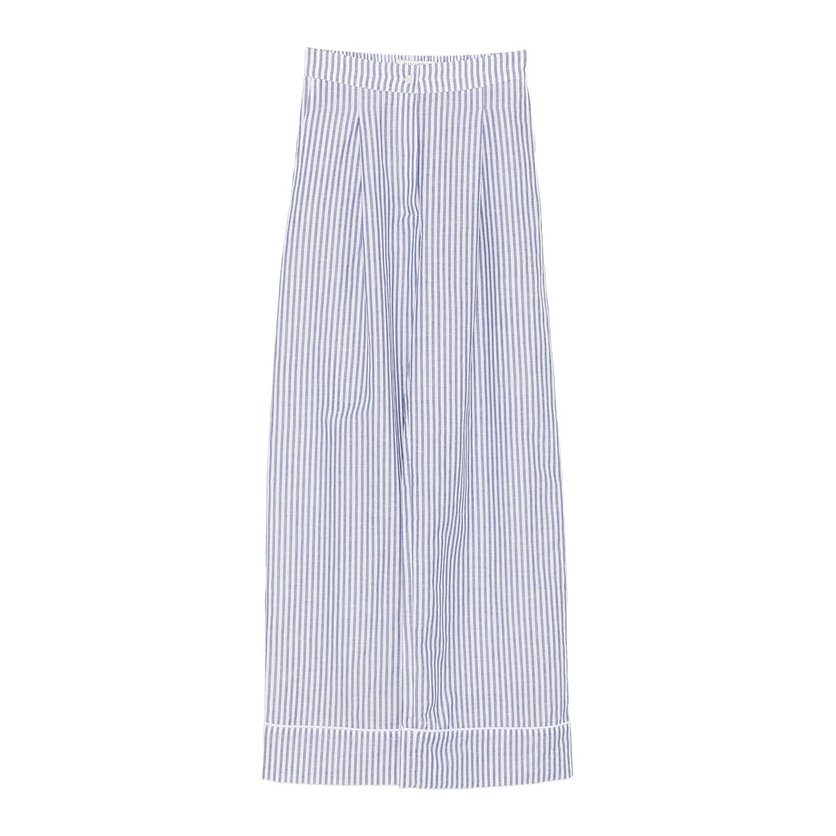 Riviera Striped Cotton-Linen Trousers — Blue by Riviera