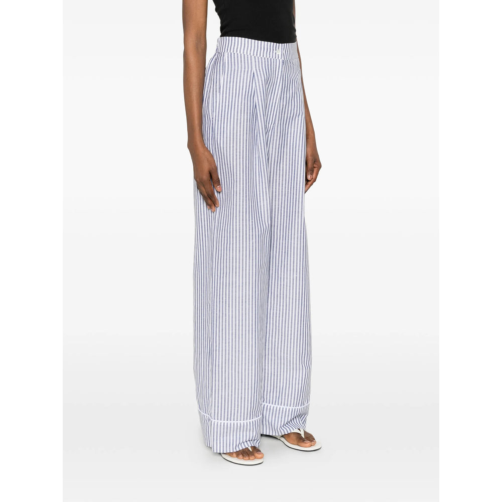 Riviera Striped Cotton-Linen Trousers — Blue, view 2