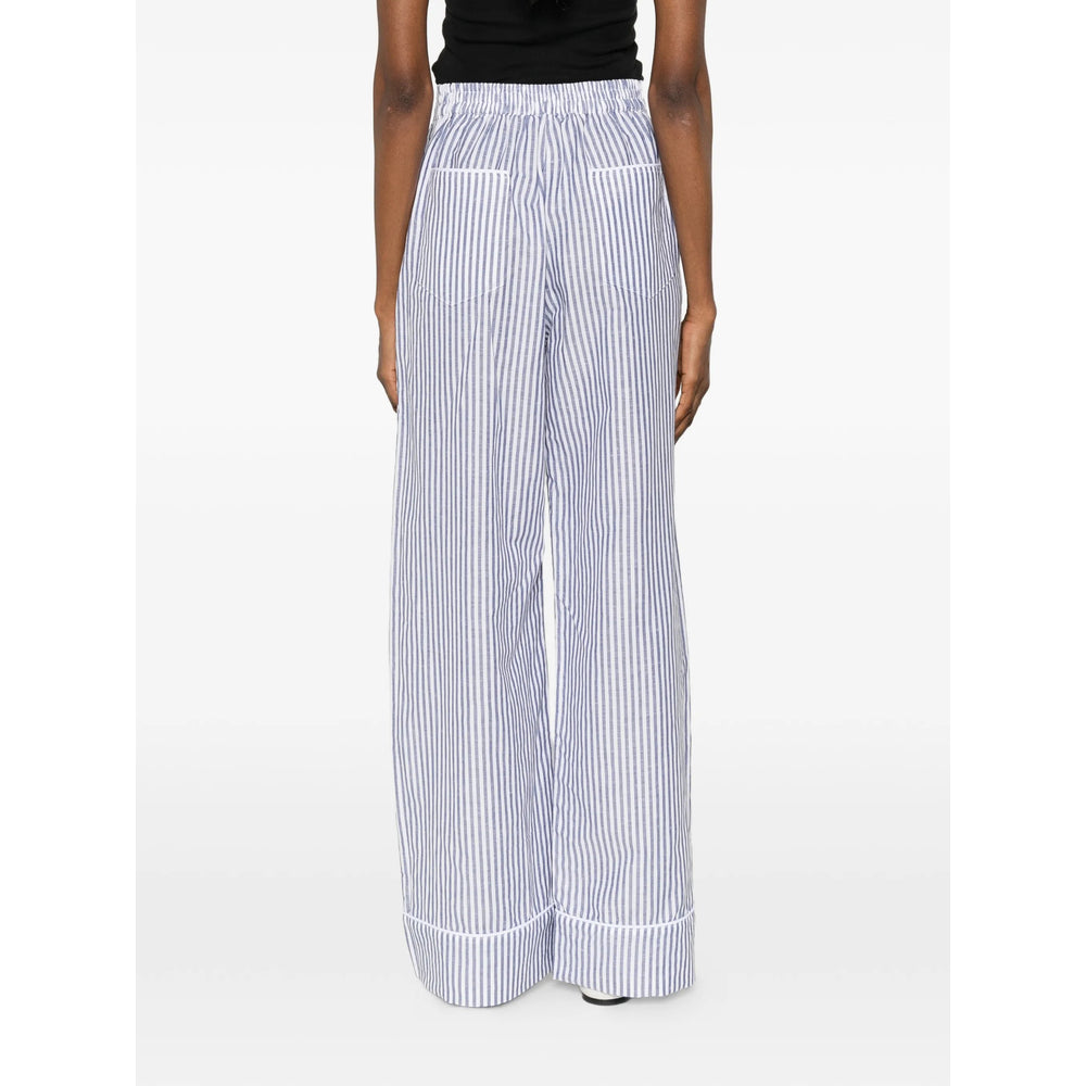 Riviera Striped Cotton-Linen Trousers — Blue, view 4