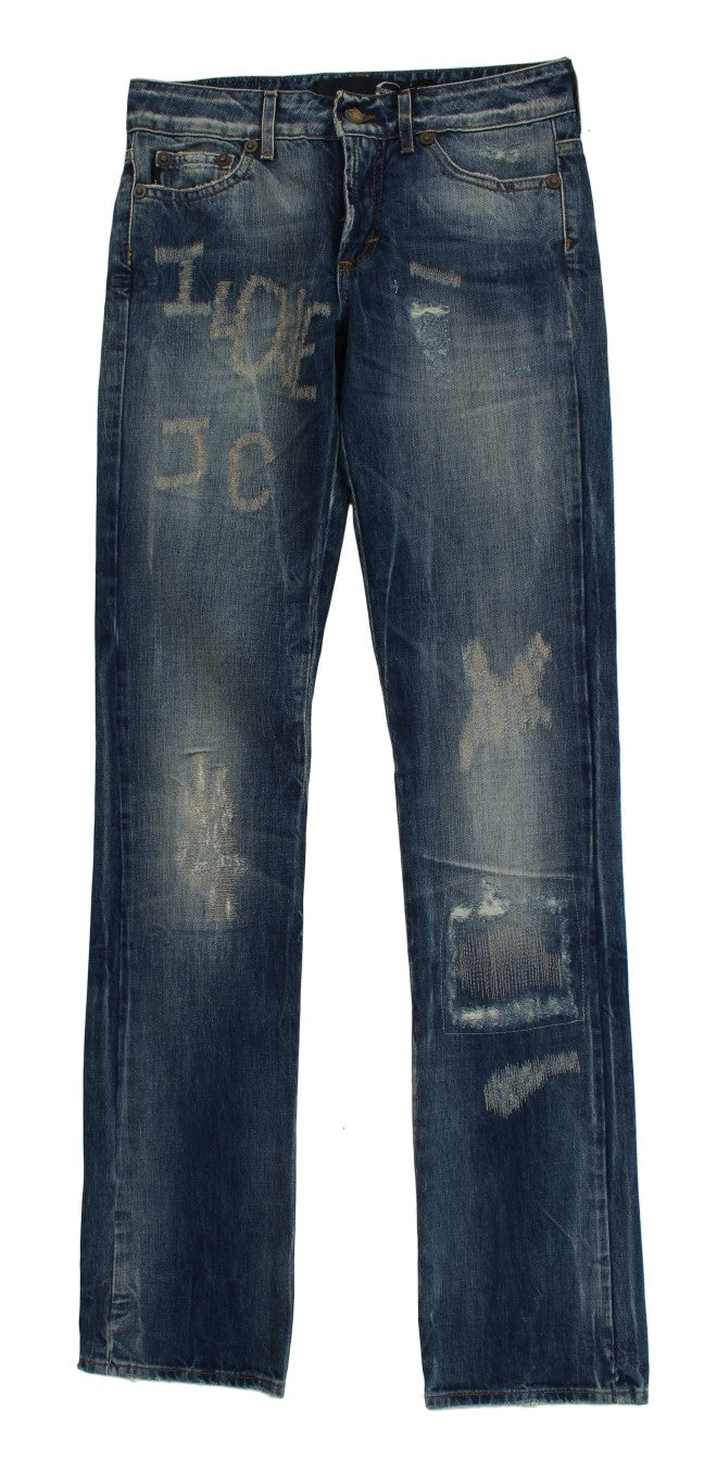 Roberto Cavalli Distressed Straight-Fit Jeans — Blue by Roberto Cavalli