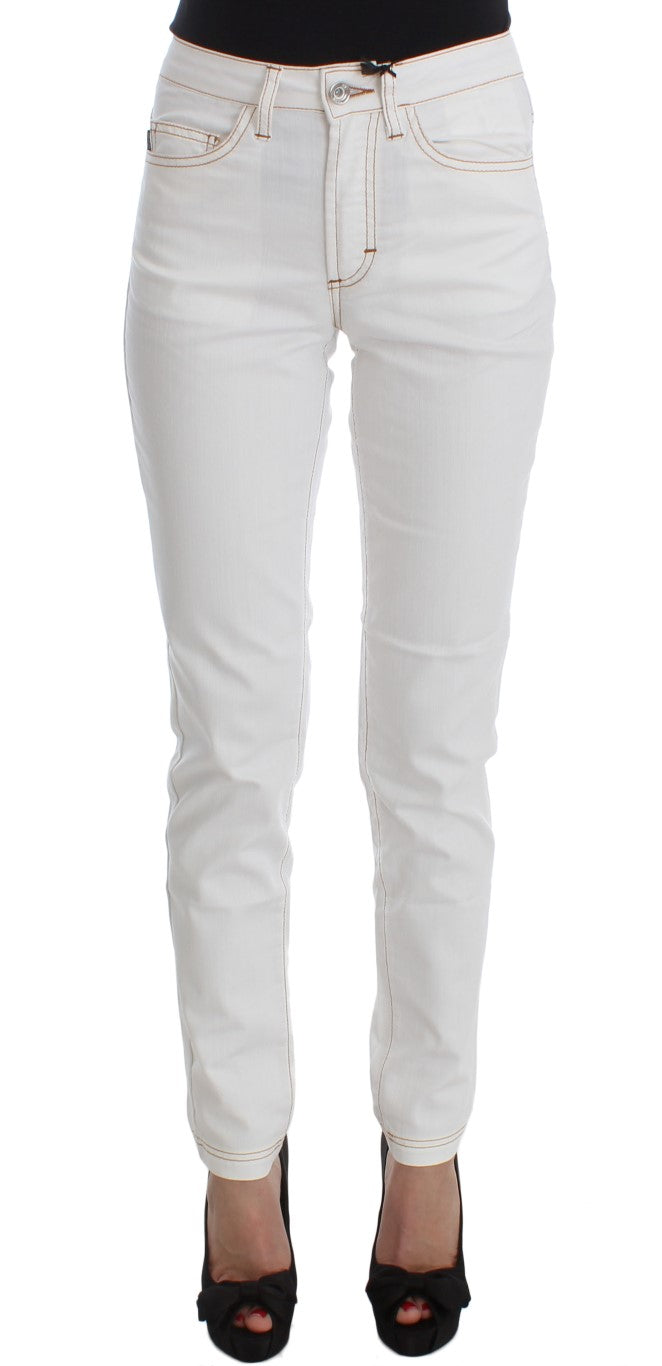 Roberto Cavalli Cotton Blend Slim Fit Jeans — White by Roberto Cavalli