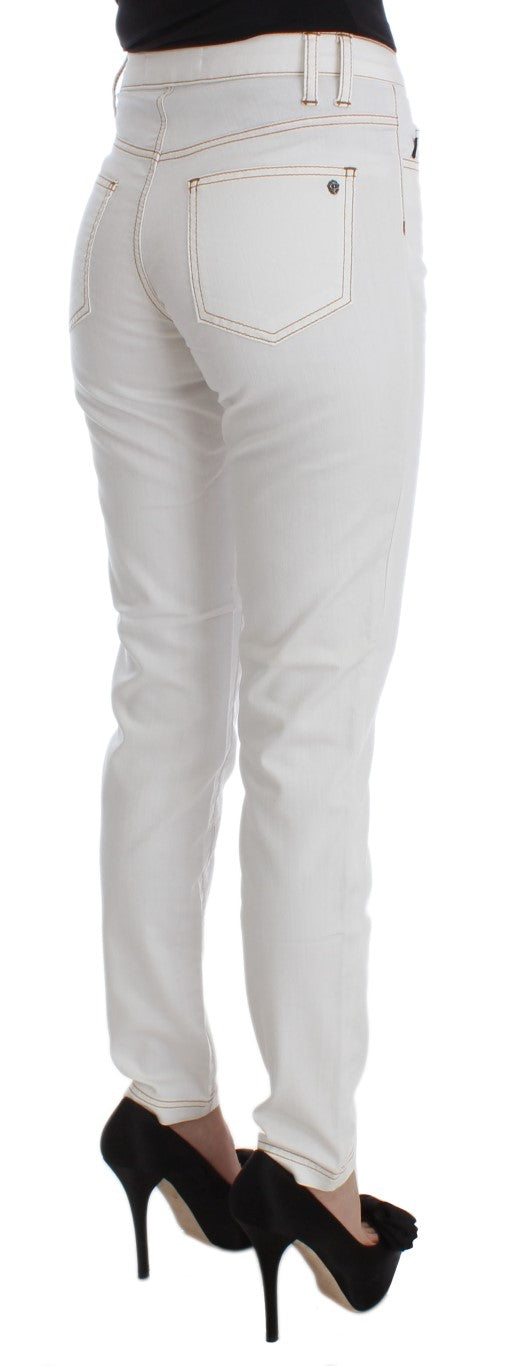 Roberto Cavalli Cotton Blend Slim Fit Jeans — White, view 4