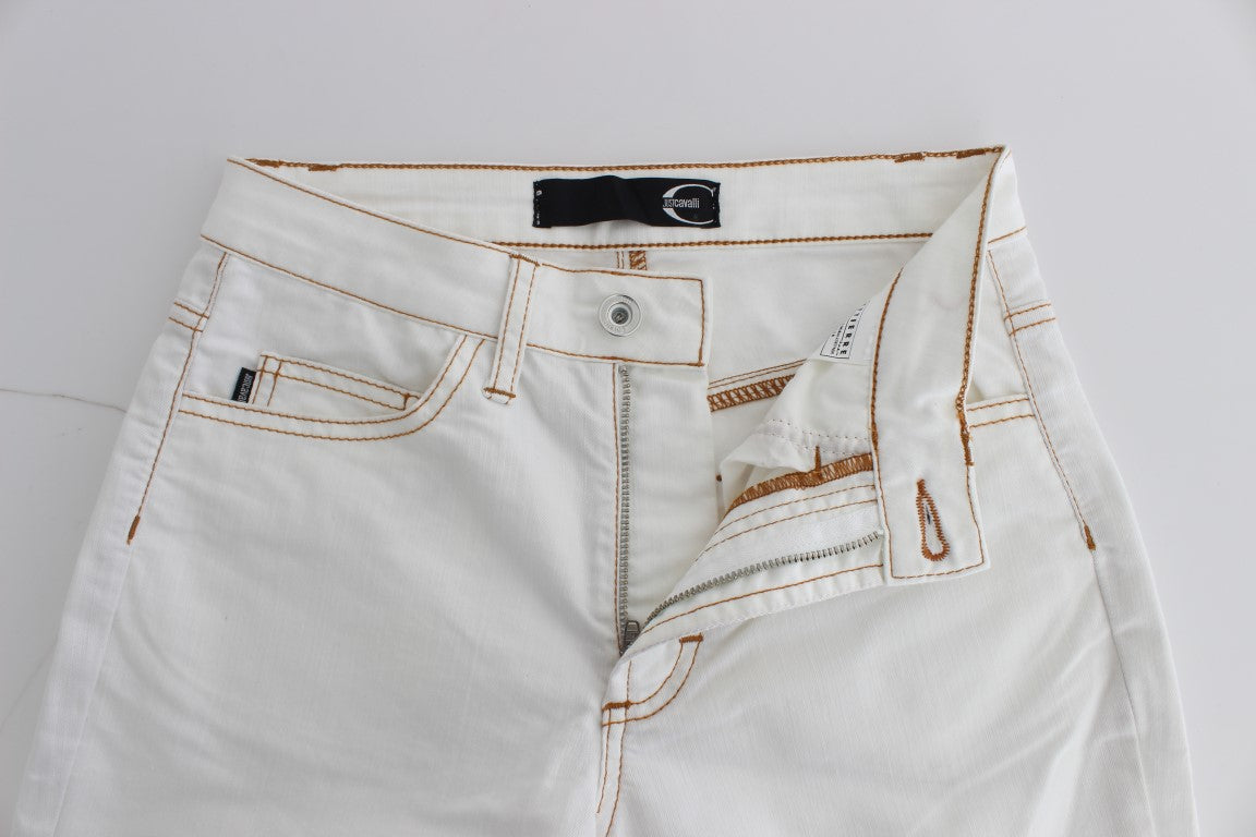 Roberto Cavalli Cotton Blend Slim Fit Jeans — White, view 5