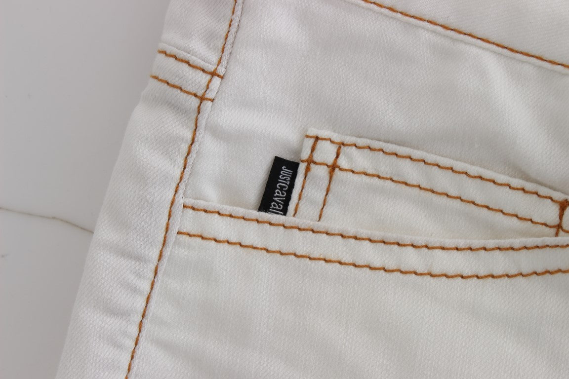 Roberto Cavalli Cotton Blend Slim Fit Jeans — White, view 7