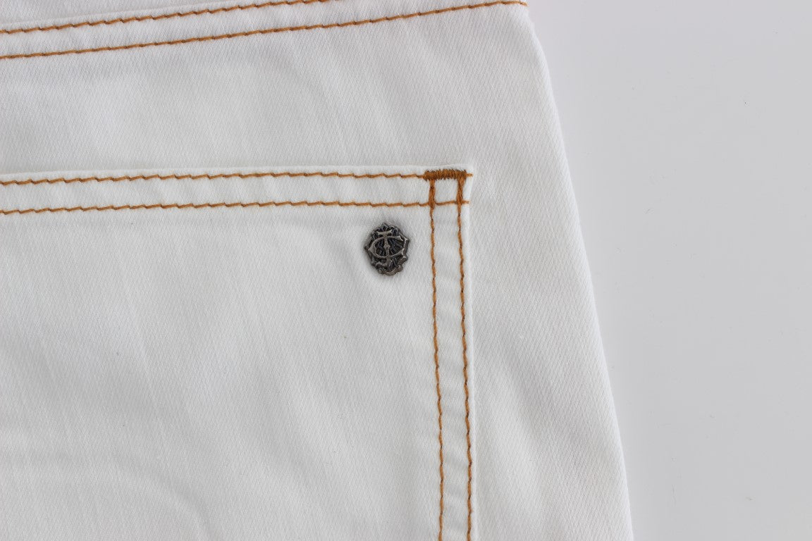 Roberto Cavalli Cotton Blend Slim Fit Jeans — White, view 8