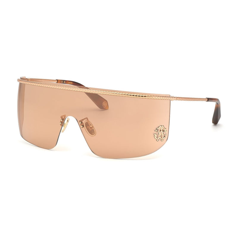 Roberto Cavalli SRC012M8FCX Gold Shield-Style Sunglasses — Gold by Roberto Cavalli