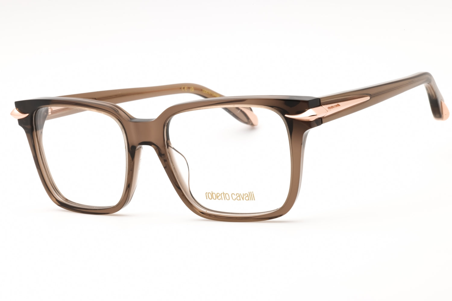 Roberto Cavalli VRC019M Rectangular Plastic Frame Eyeglasses — Taupe by Roberto Cavalli