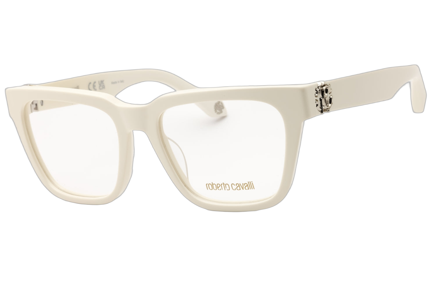 Roberto Cavalli VRC026M Acetate Rectangle Eyeglasses — White by Roberto Cavalli