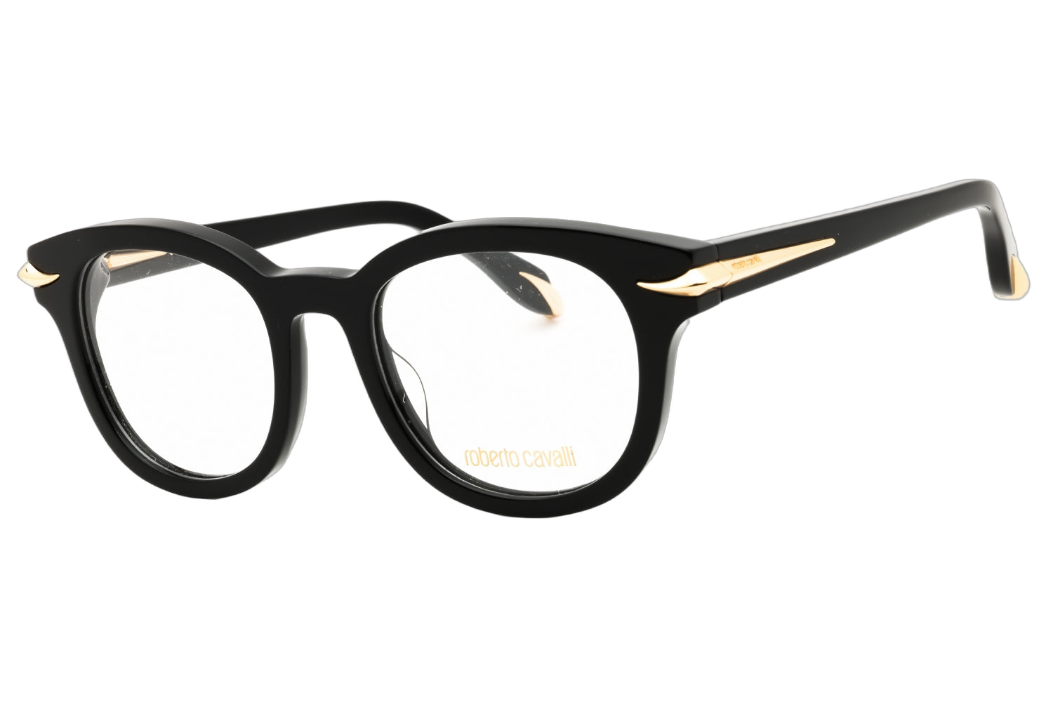 Roberto Cavalli VRC044M Round Acetate Eyeglasses — Black by Roberto Cavalli