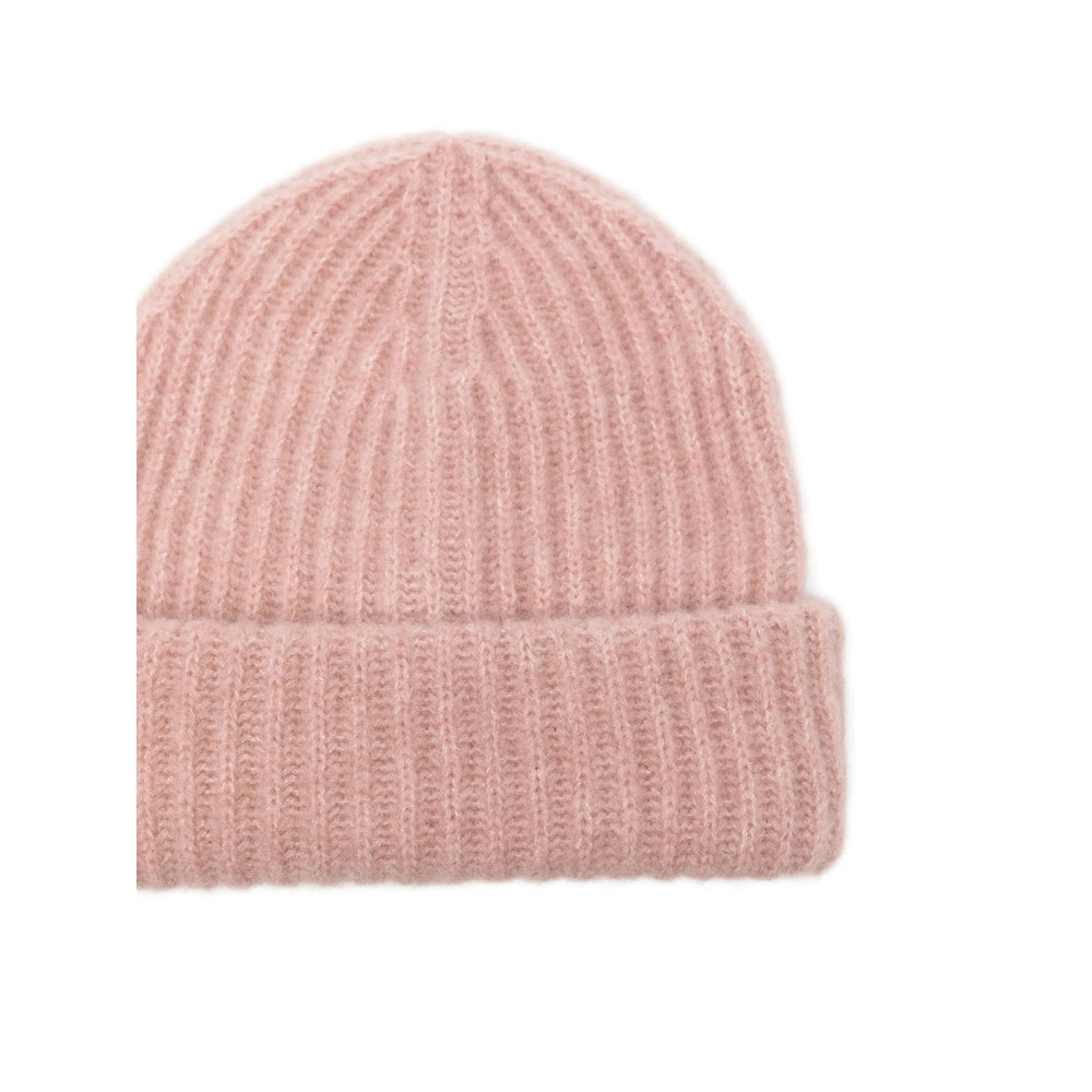 Roberto Collina 263MYB32051 Ribbed Knit Cashmere Beanie — Pink, view 3