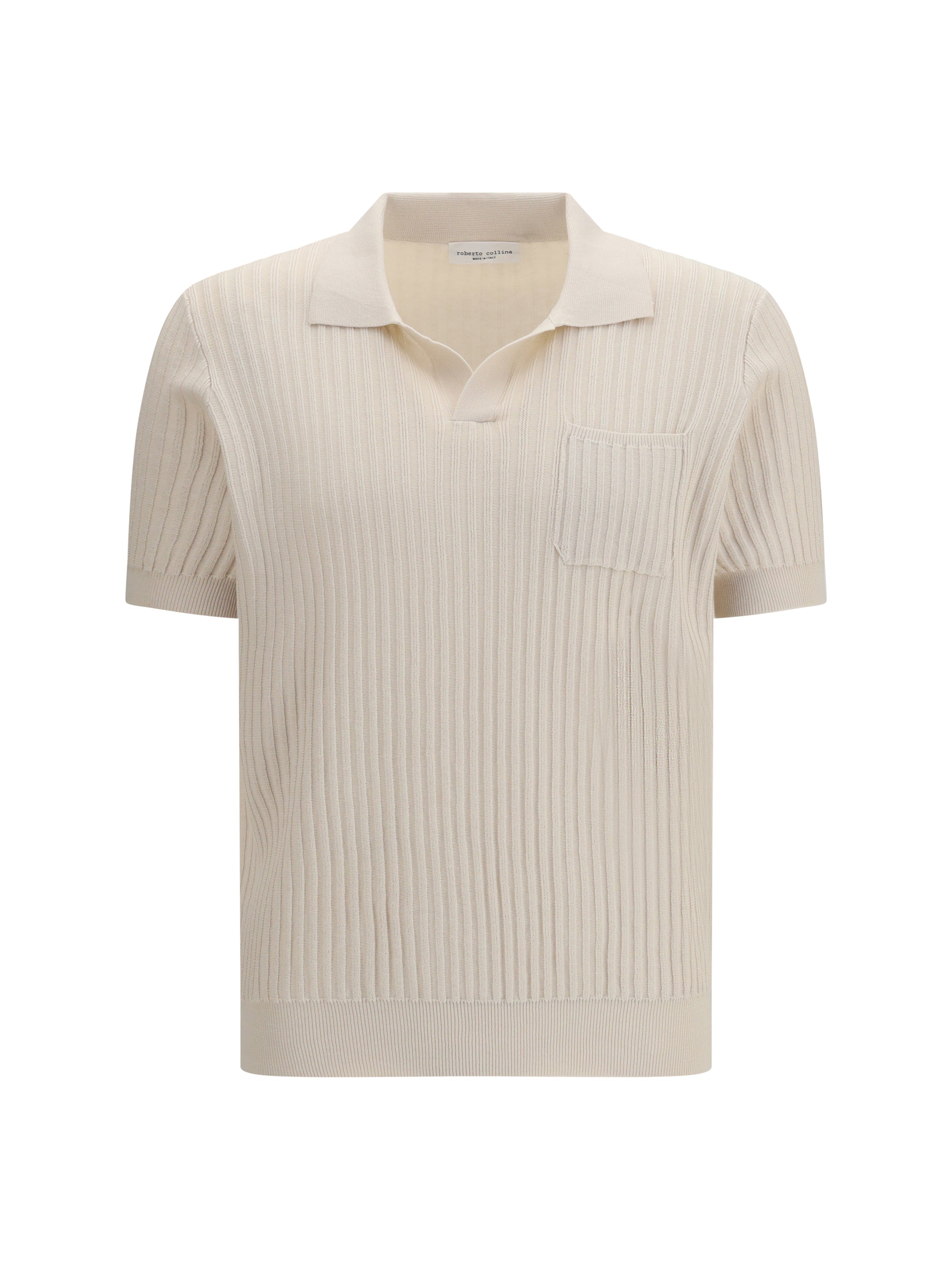Roberto Collina Ribbed Cotton Polo — Beige by Roberto Collina