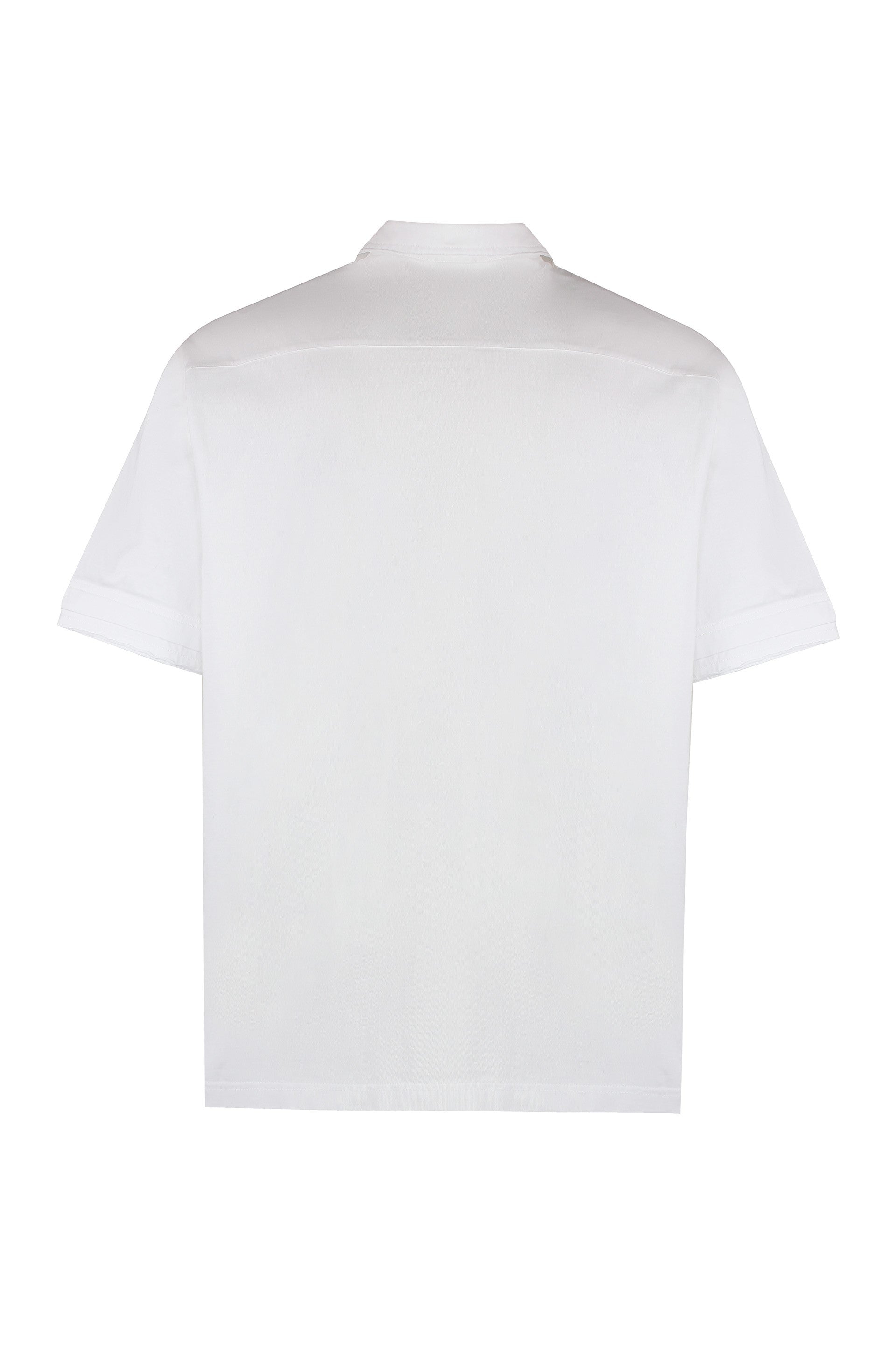Roberto Collina Short Sleeve Cotton Polo Shirt — White, view 2