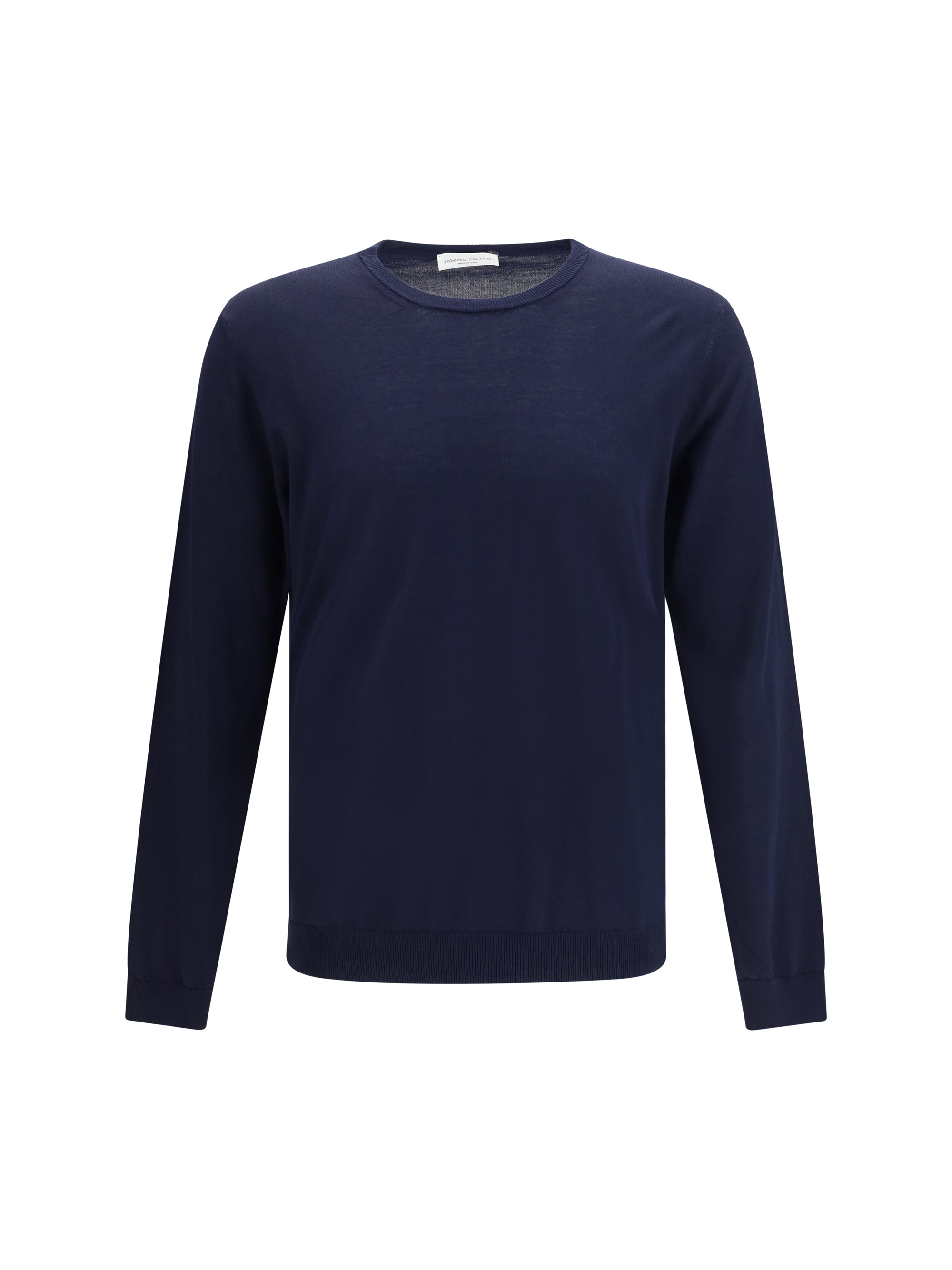 Roberto Collina Cotton Crew Neck Sweater — Navy by Roberto Collina