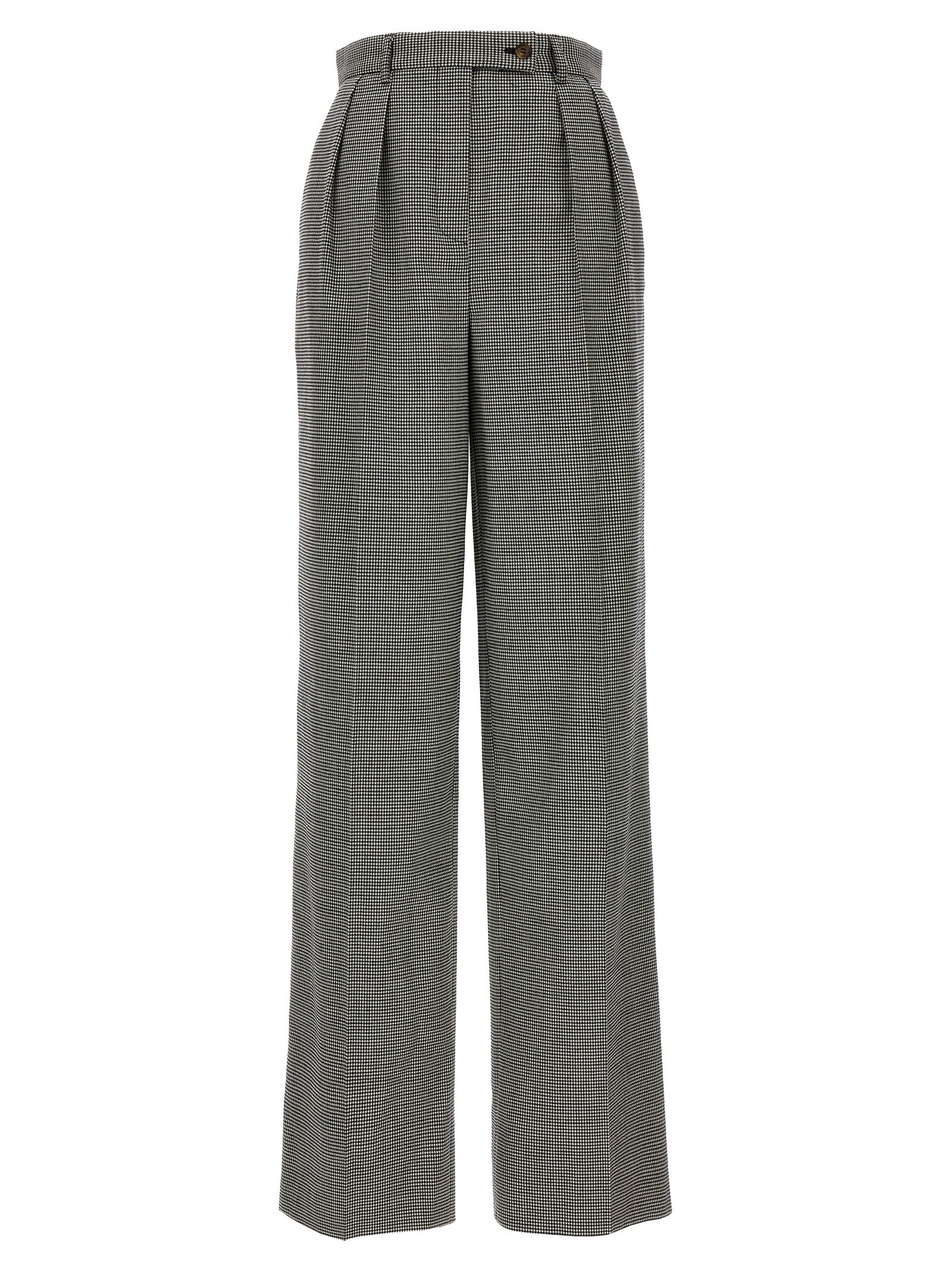 Rochas Houndstooth Wool Trousers — Gray by Rochas