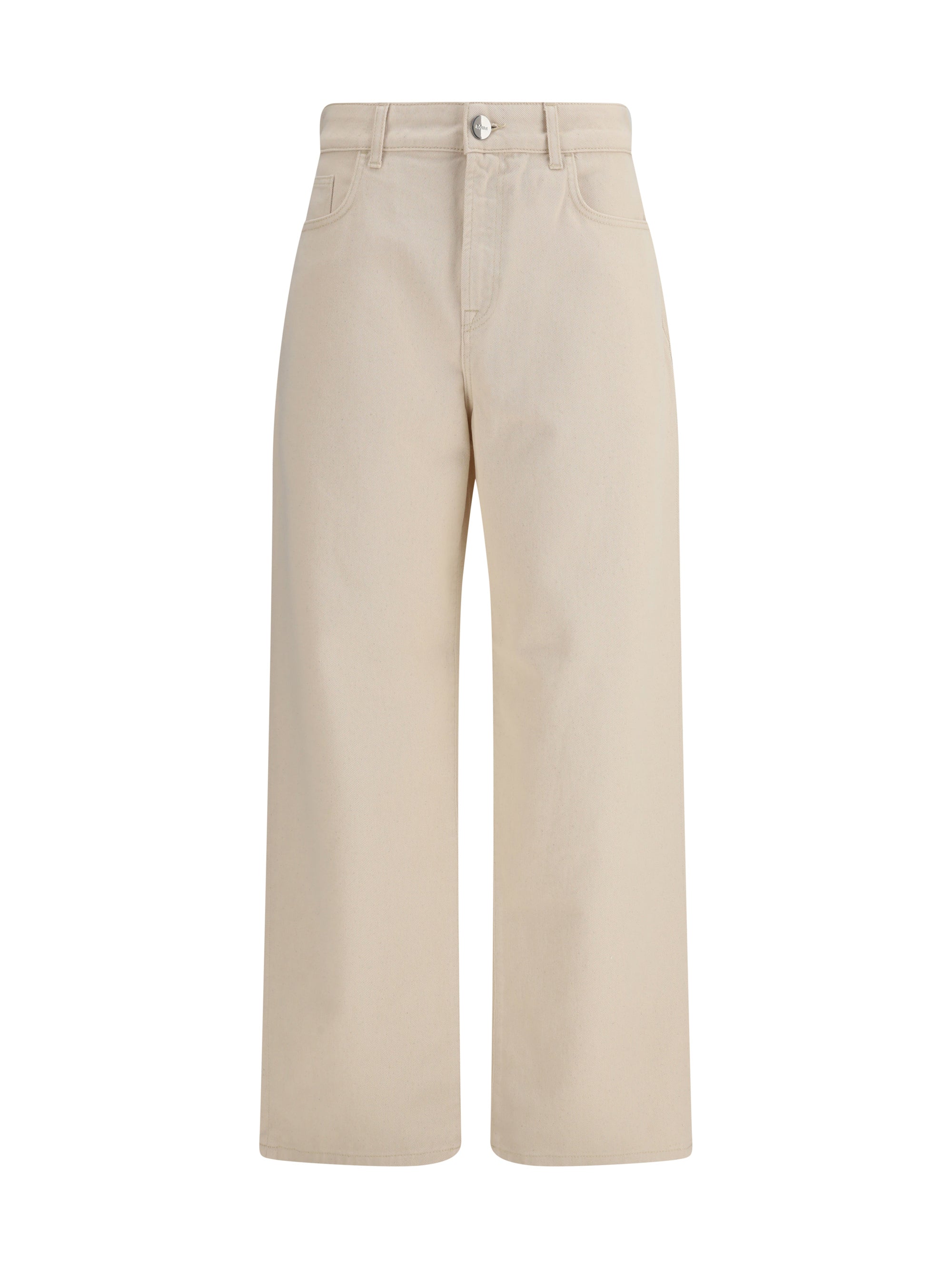RóHe Baggy Fit Cotton Jeans — Beige, view 3