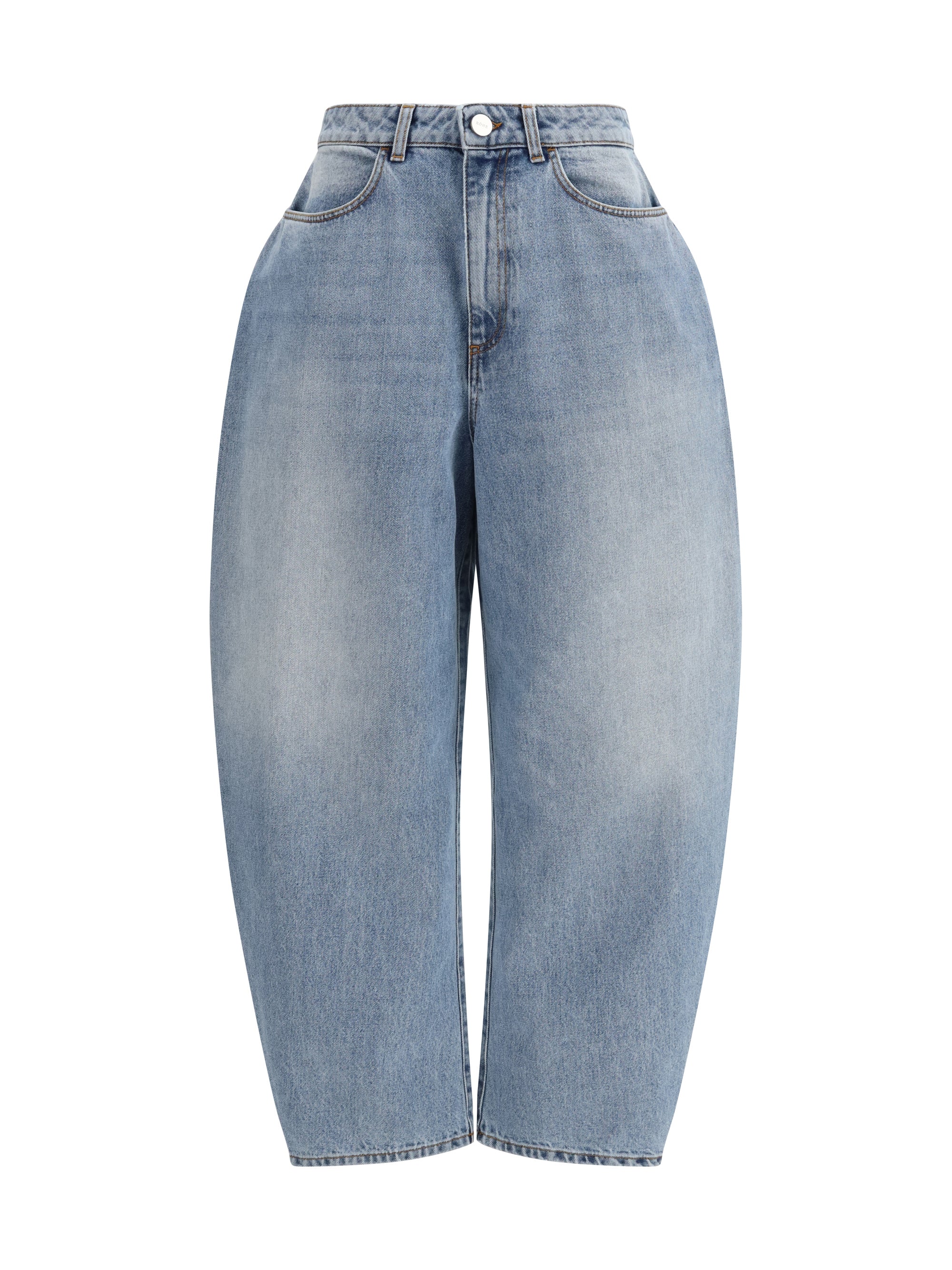 RóHe Barrel-leg Straight Cotton Jeans — Blue by Rohe
