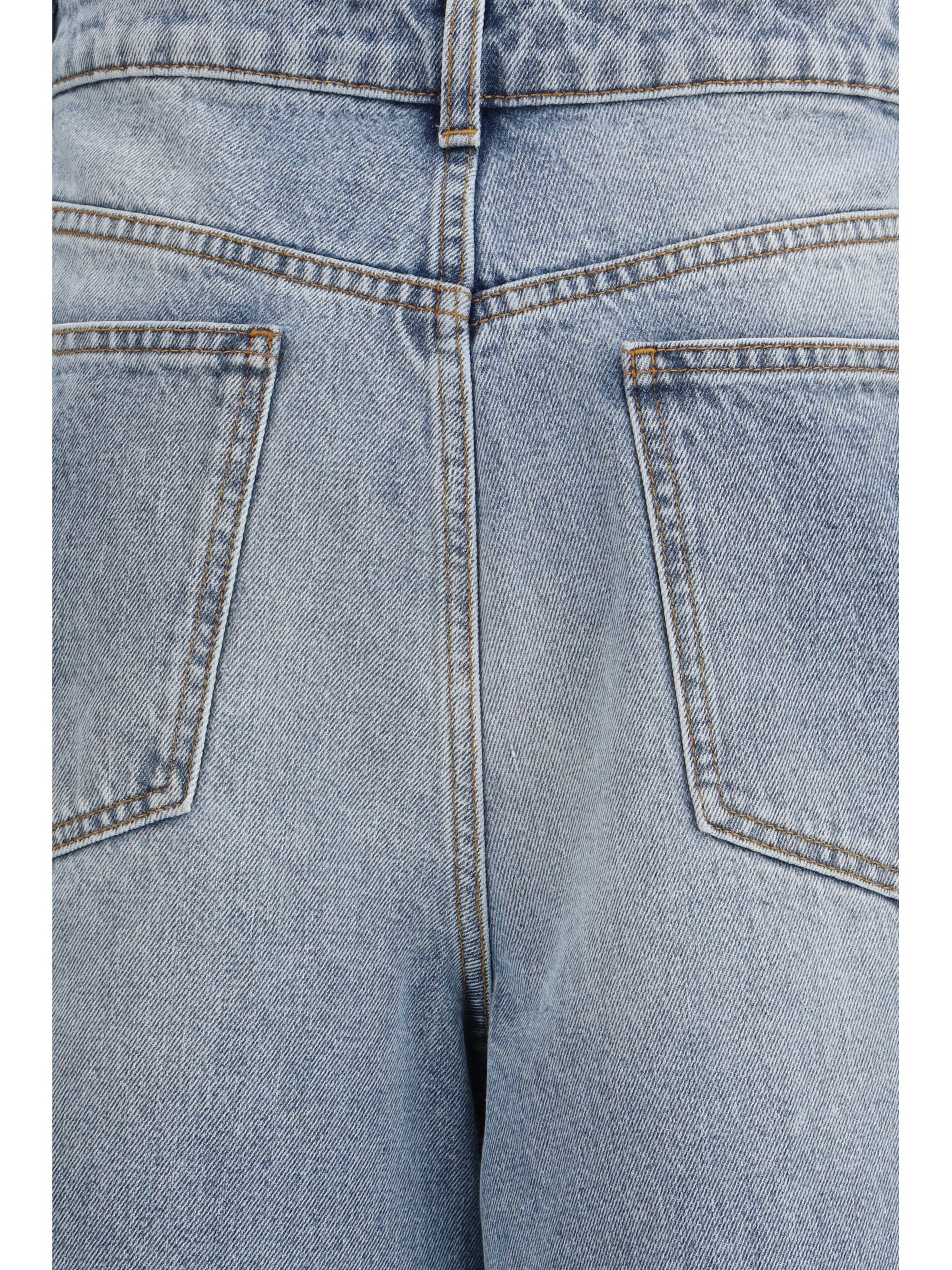 RóHe Barrel-leg Straight Cotton Jeans — Blue, view 2