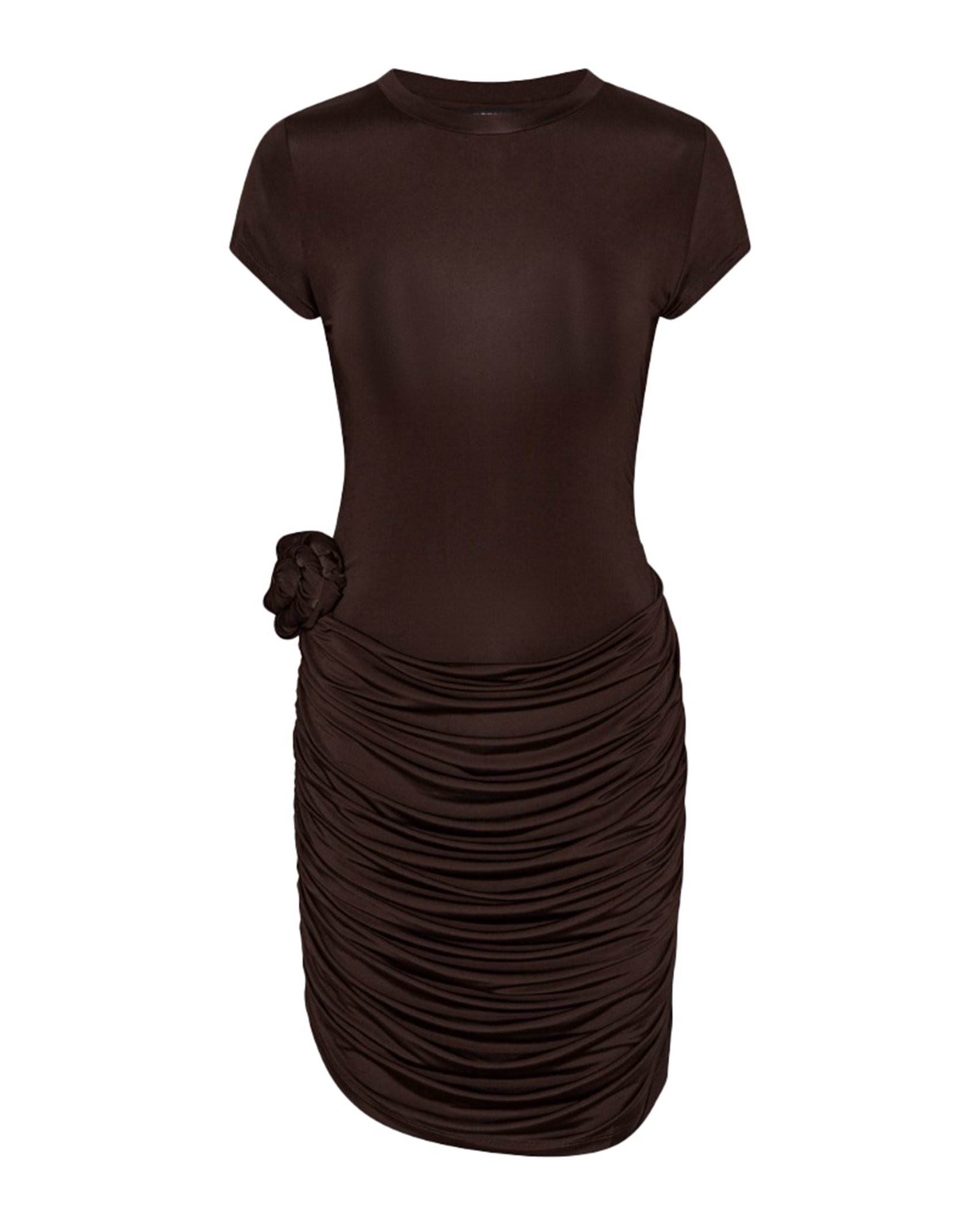 Rotate Birger Christensen Draped Viscose Dress — Brown by Rotate Birger Christensen