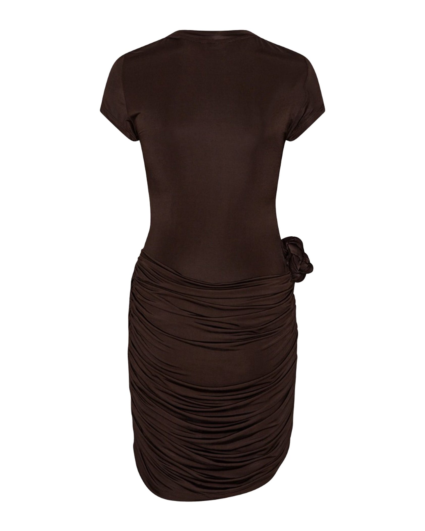 Rotate Birger Christensen Draped Viscose Dress — Brown, view 2