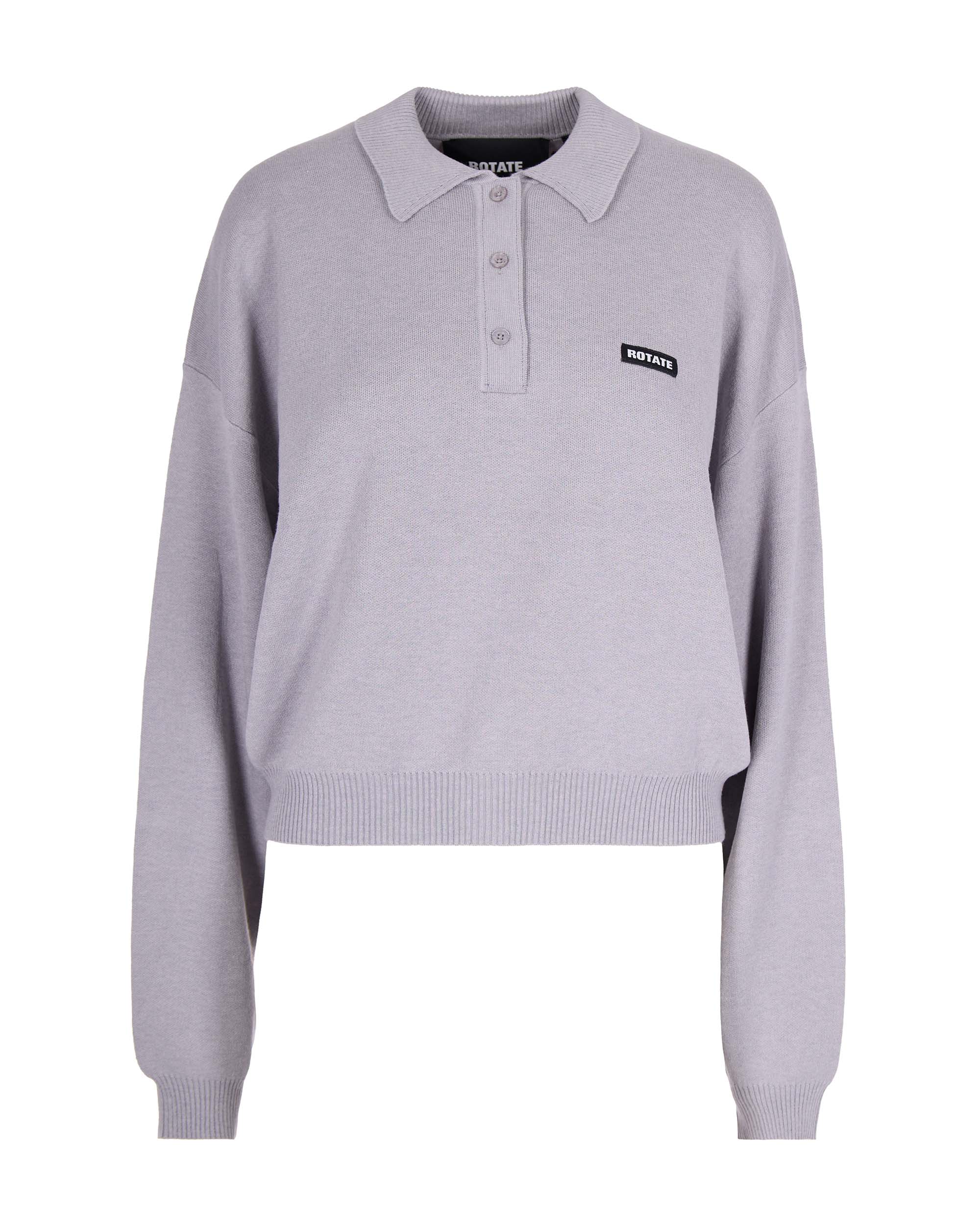 Rotate Birger Christensen Modal and Merino Wool Knit Polo — Gray by Rotate Birger Christensen