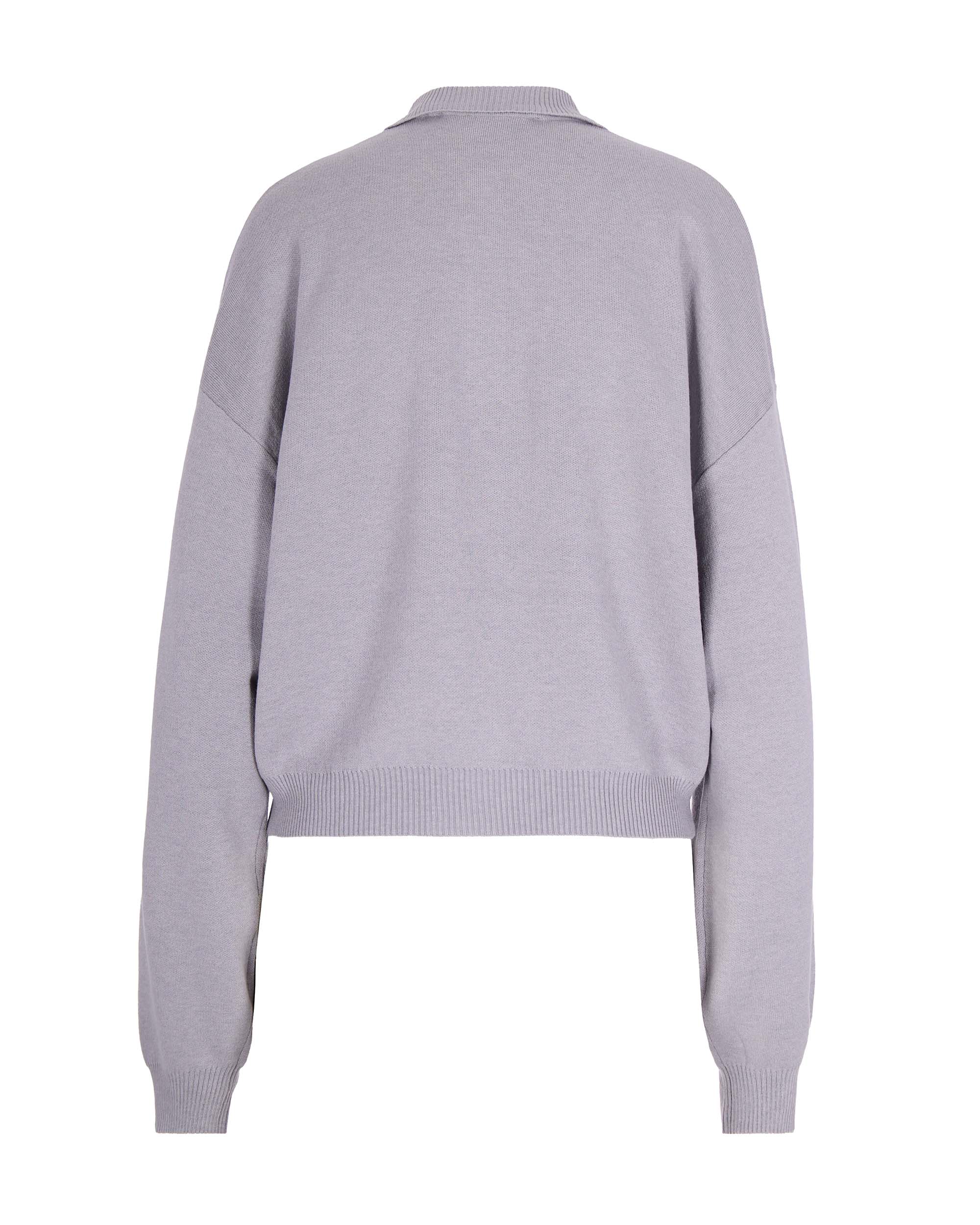 Rotate Birger Christensen Modal and Merino Wool Knit Polo — Gray, view 2