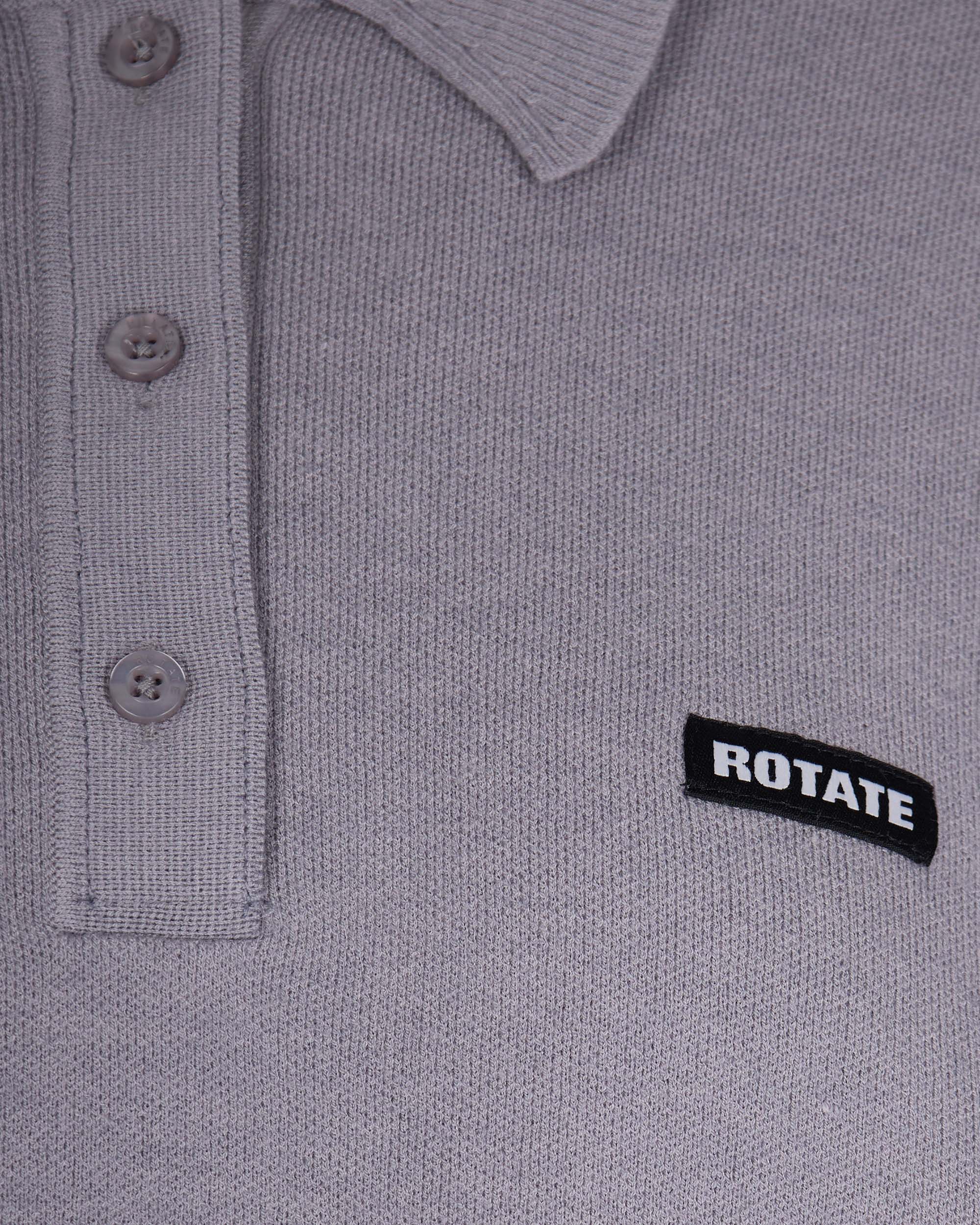 Rotate Birger Christensen Modal and Merino Wool Knit Polo — Gray, view 3