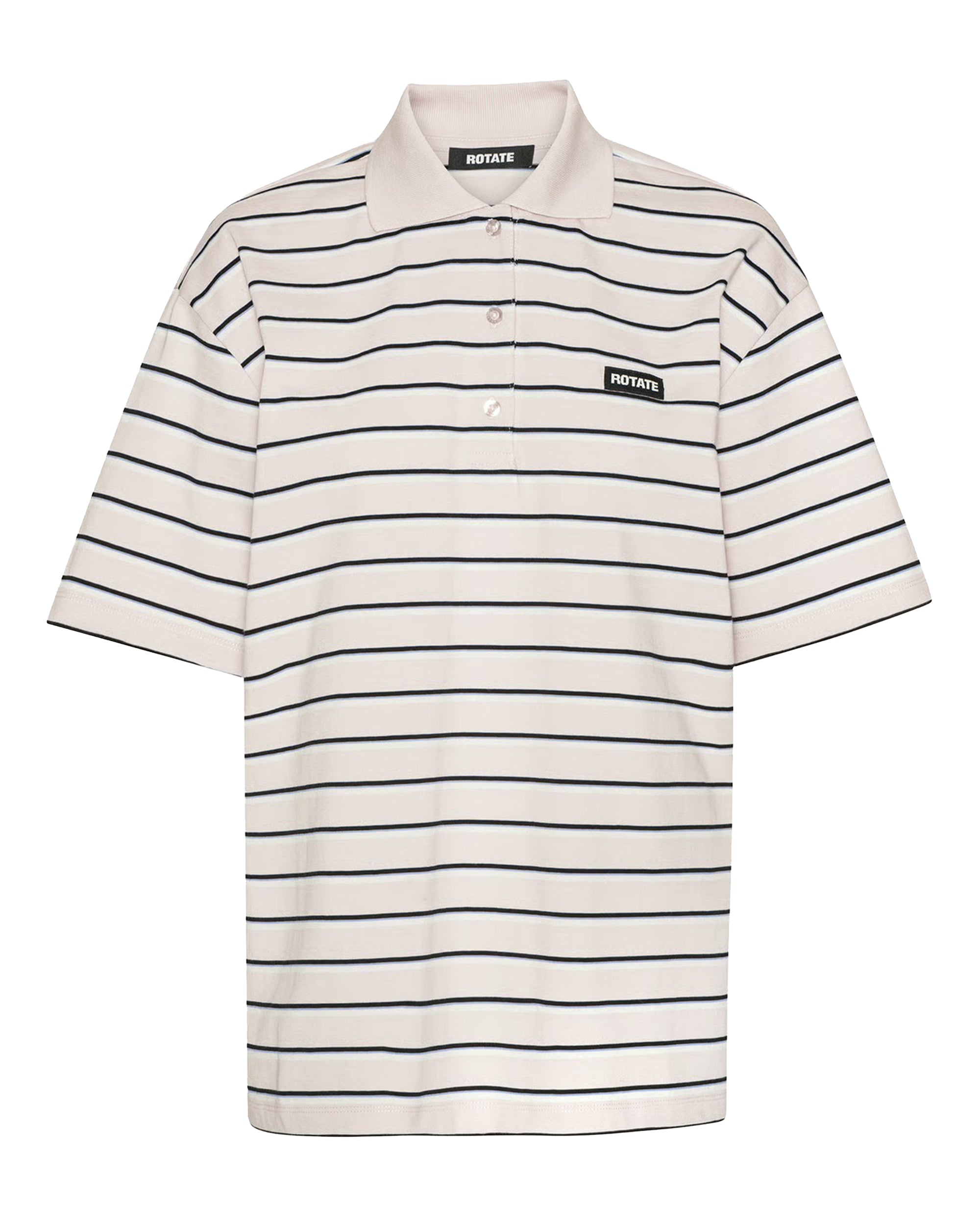 Rotate Birger Christensen Organic Cotton Striped Polo Shirt — White by Rotate Birger Christensen