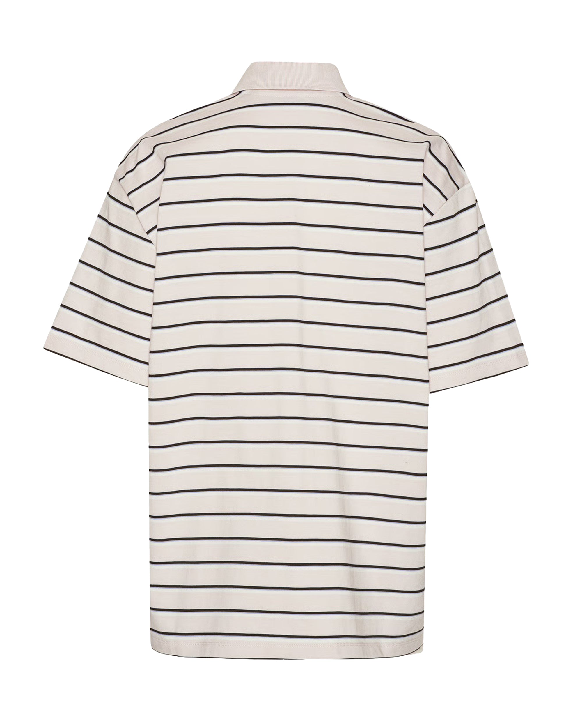 Rotate Birger Christensen Organic Cotton Striped Polo Shirt — White, view 2