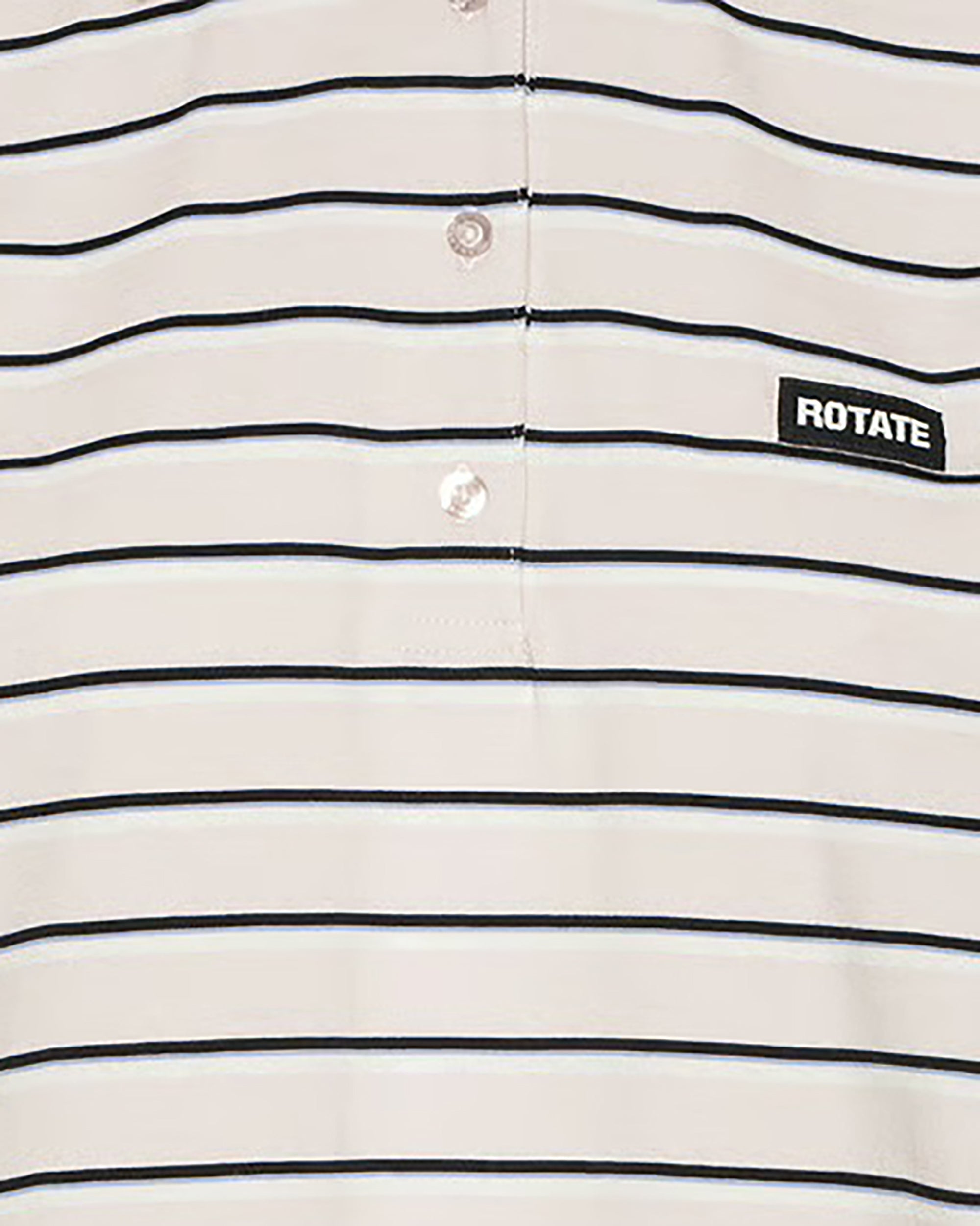 Rotate Birger Christensen Organic Cotton Striped Polo Shirt — White, view 3
