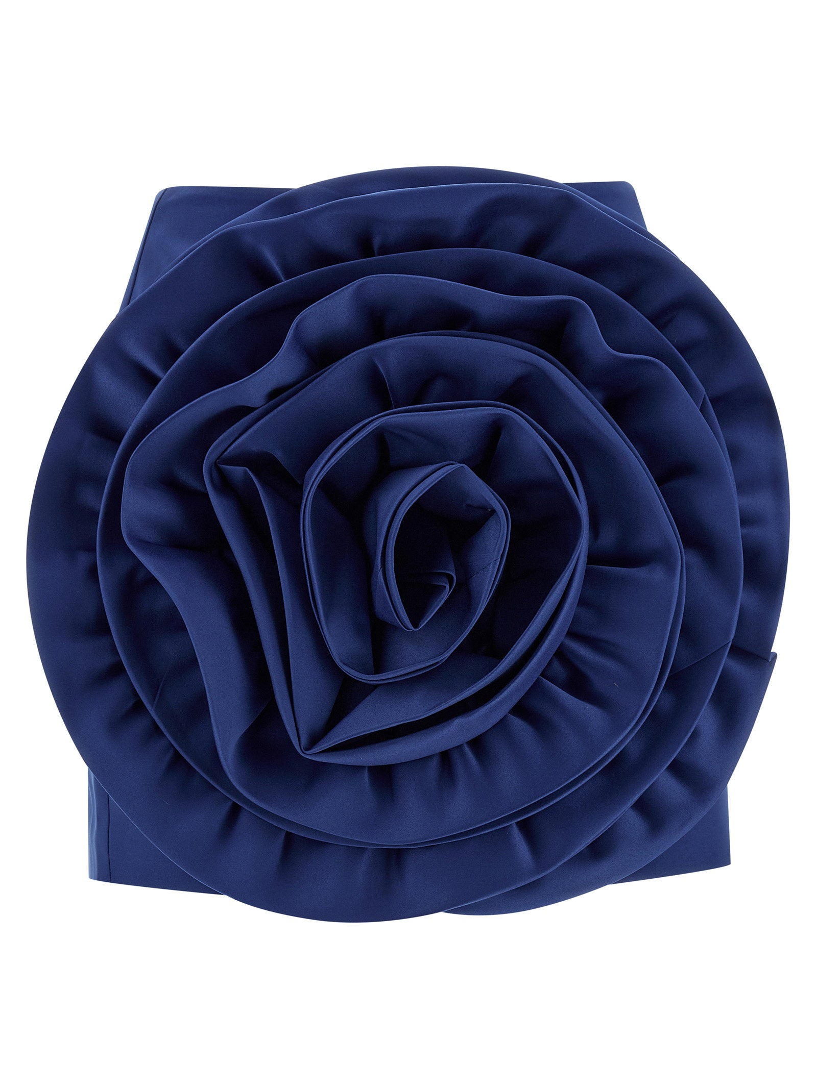 Rotate Birger Christensen Maxi Flower-Appliqué Satin Skirt — Navy by Rotate Birger Christensen