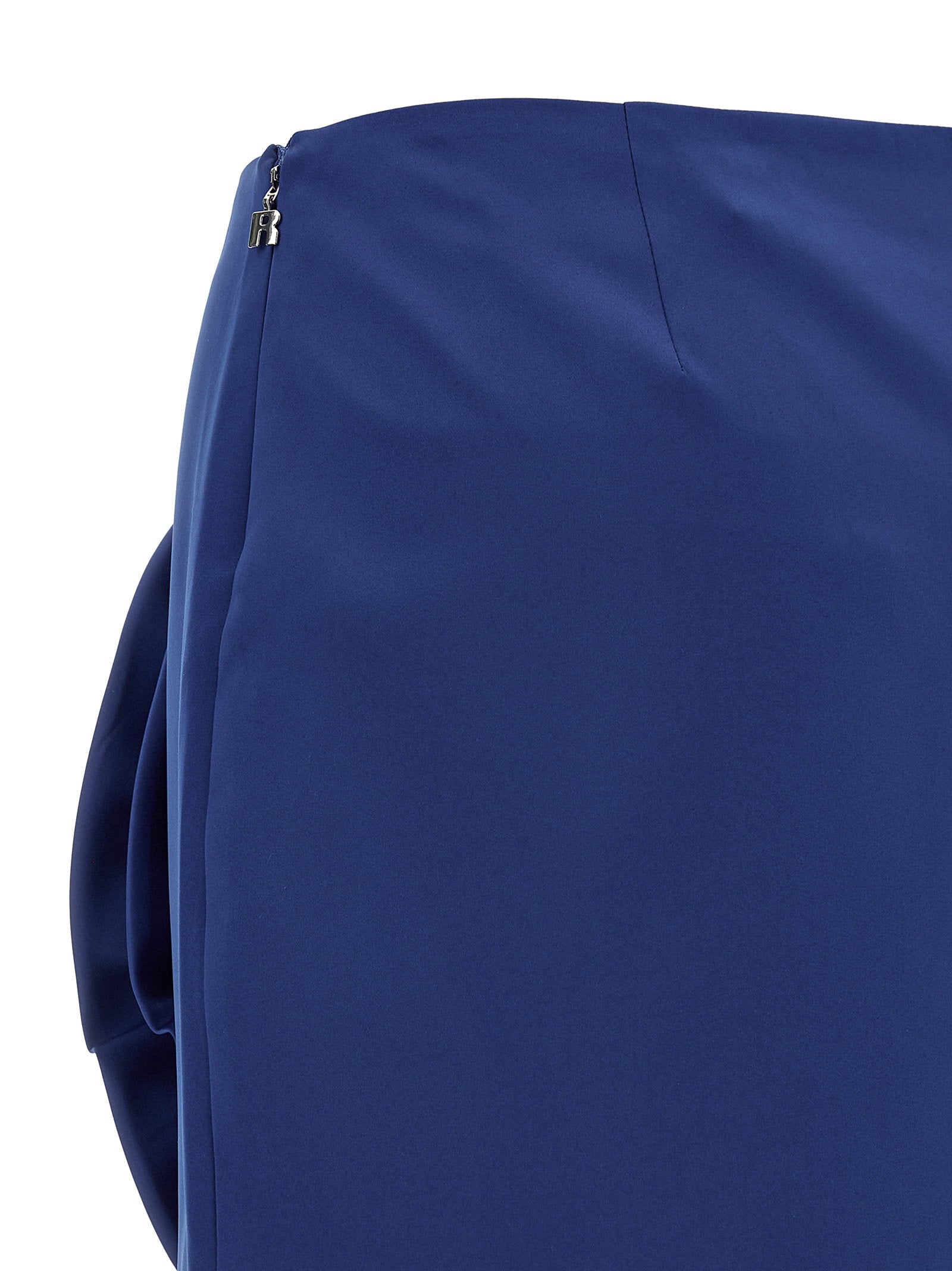 Rotate Birger Christensen Maxi Flower-Appliqué Satin Skirt — Navy, view 4