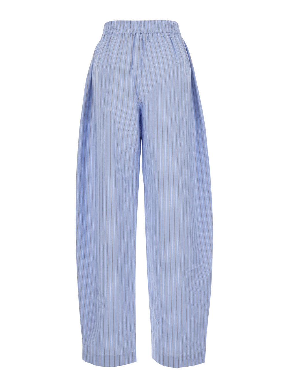 Rotate Birger Christensen Striped Cotton Poplin Trousers — Blue, view 2