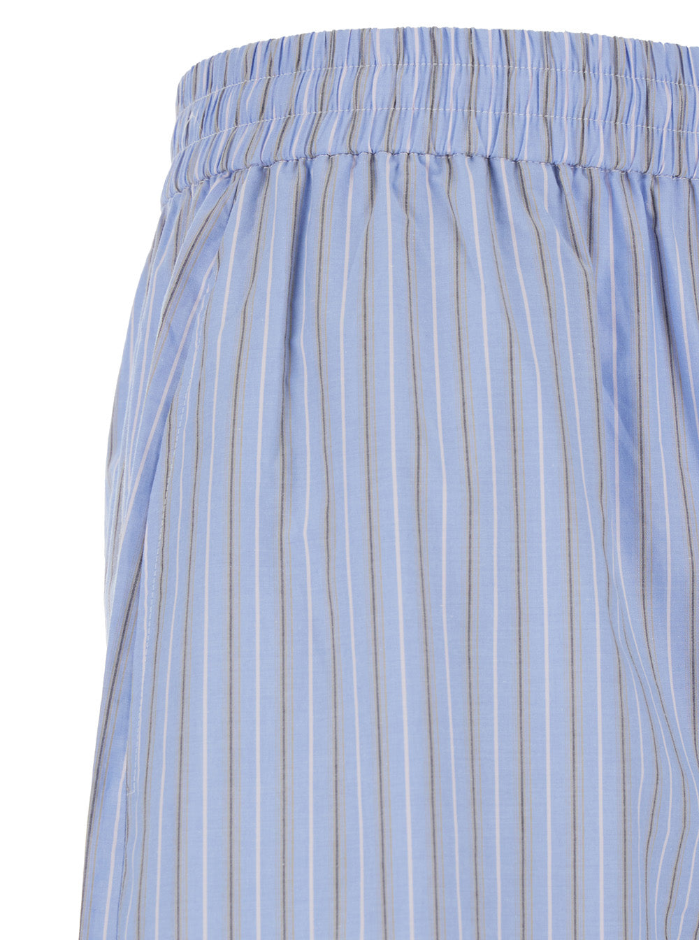 Rotate Birger Christensen Striped Cotton Poplin Trousers — Blue, view 3
