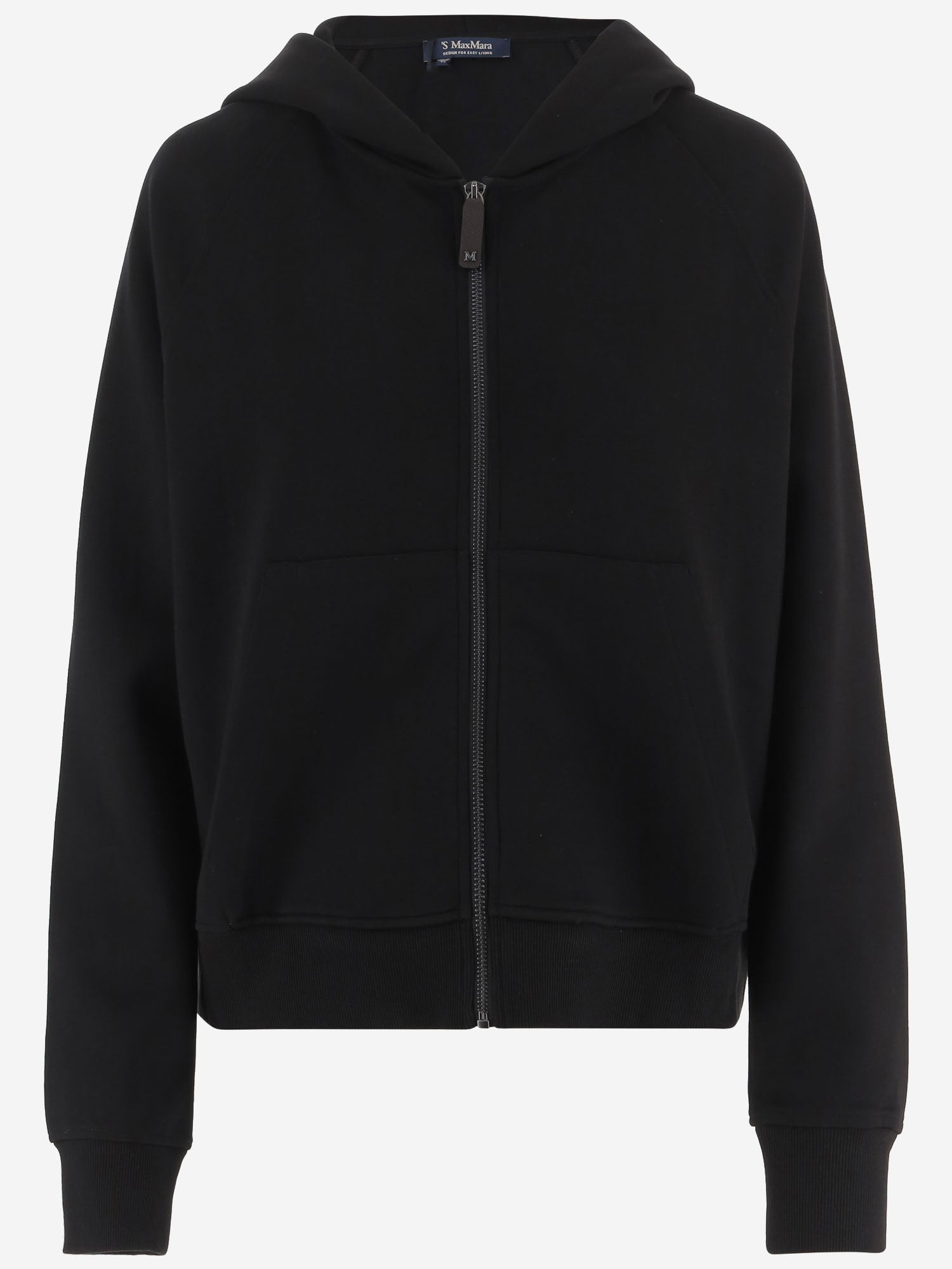 'S Max Mara Cotton Blend Hooded Hoodie — Black, view 3