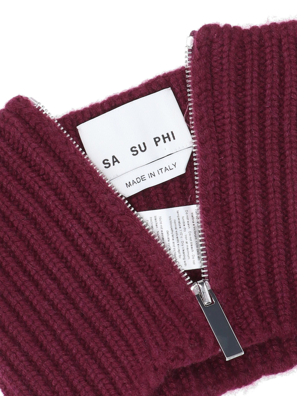 Sa Su Phi Ribbed-Knit Cashmere Scarf — Red, view 3
