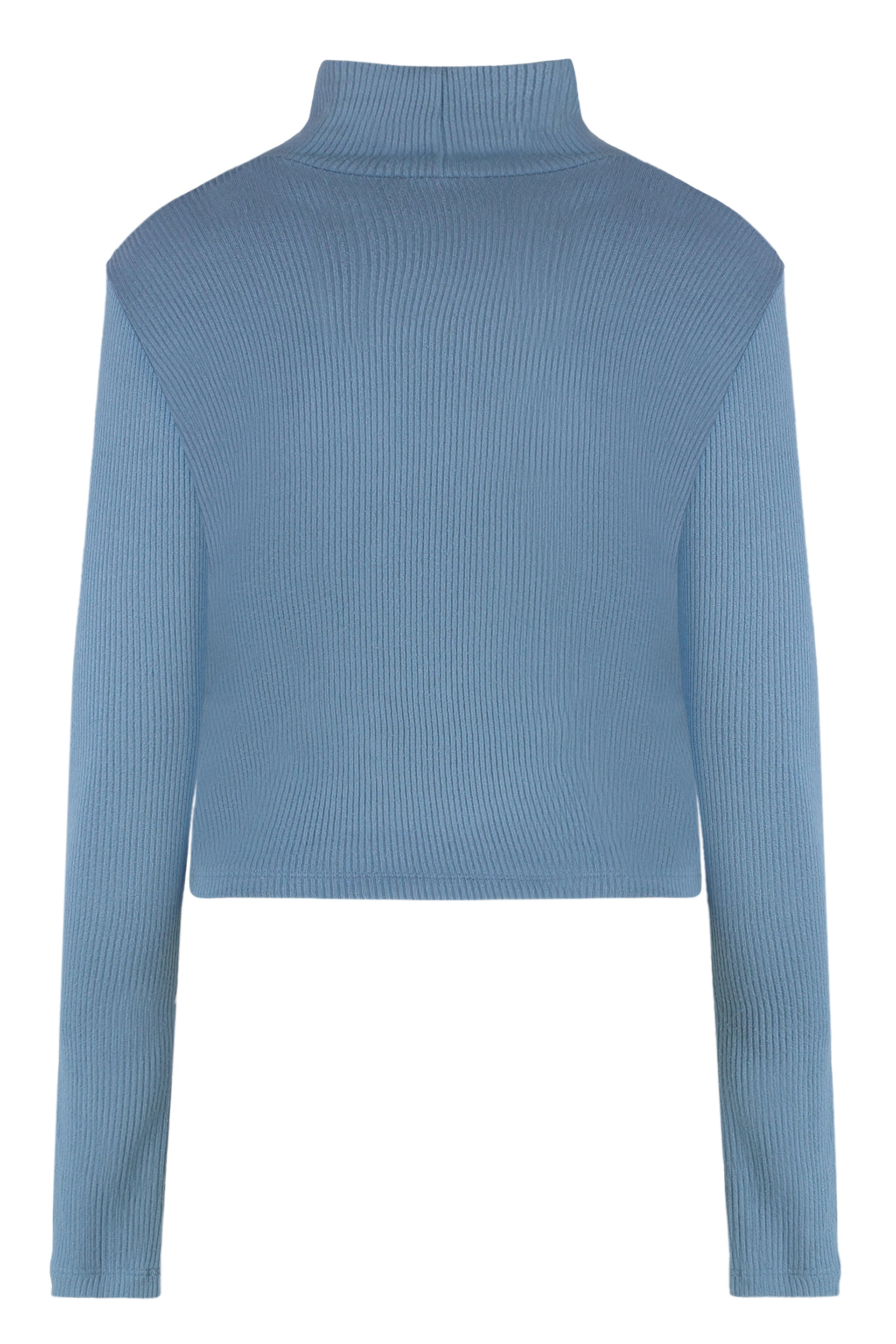 Sablyn Ribbed Viscose Turtleneck Sweater — Blue, view 2