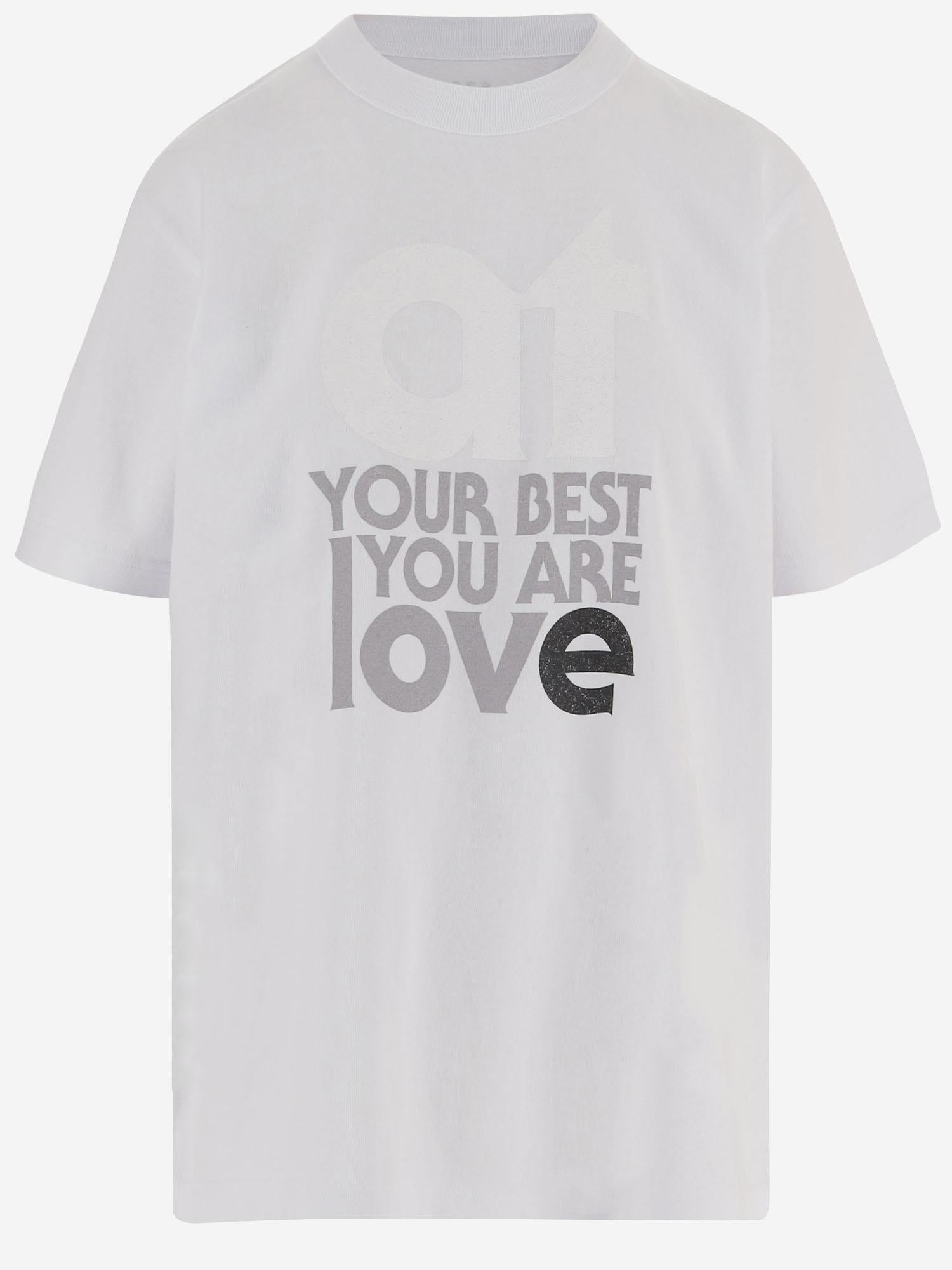 Sacai Printed Cotton T-shirt — White, view 3