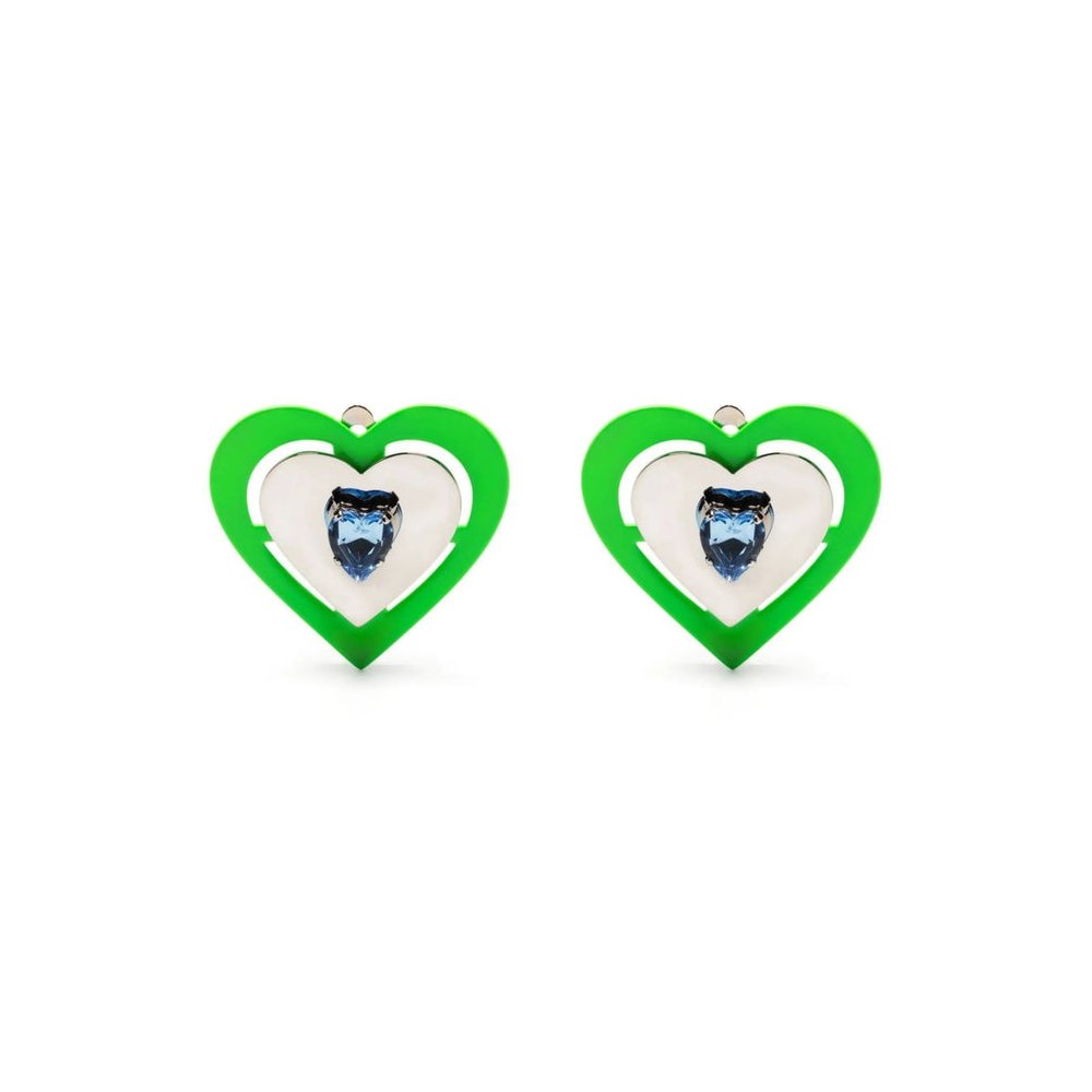 Safsafu Heart Earrings — Green by Safsafu