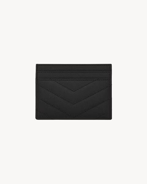 Saint Laurent Logo-Embossed Leather Card Case — Black, view 2