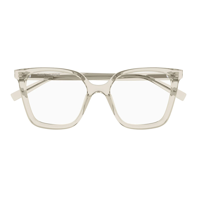 Saint Laurent Square Full-Rim Acetate Eyeglasses — Beige, view 2
